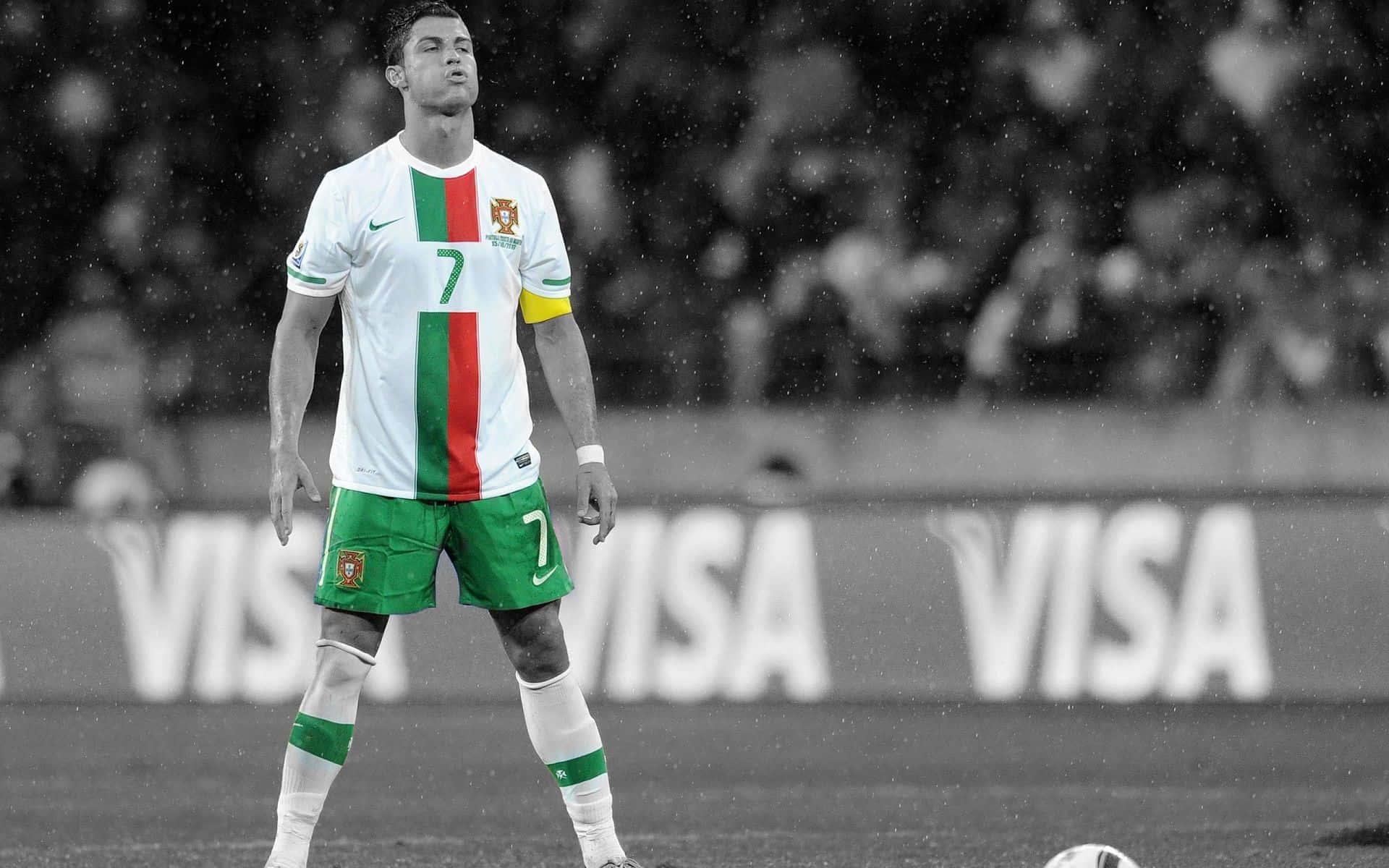 Ronaldo smiles after scoring a goal