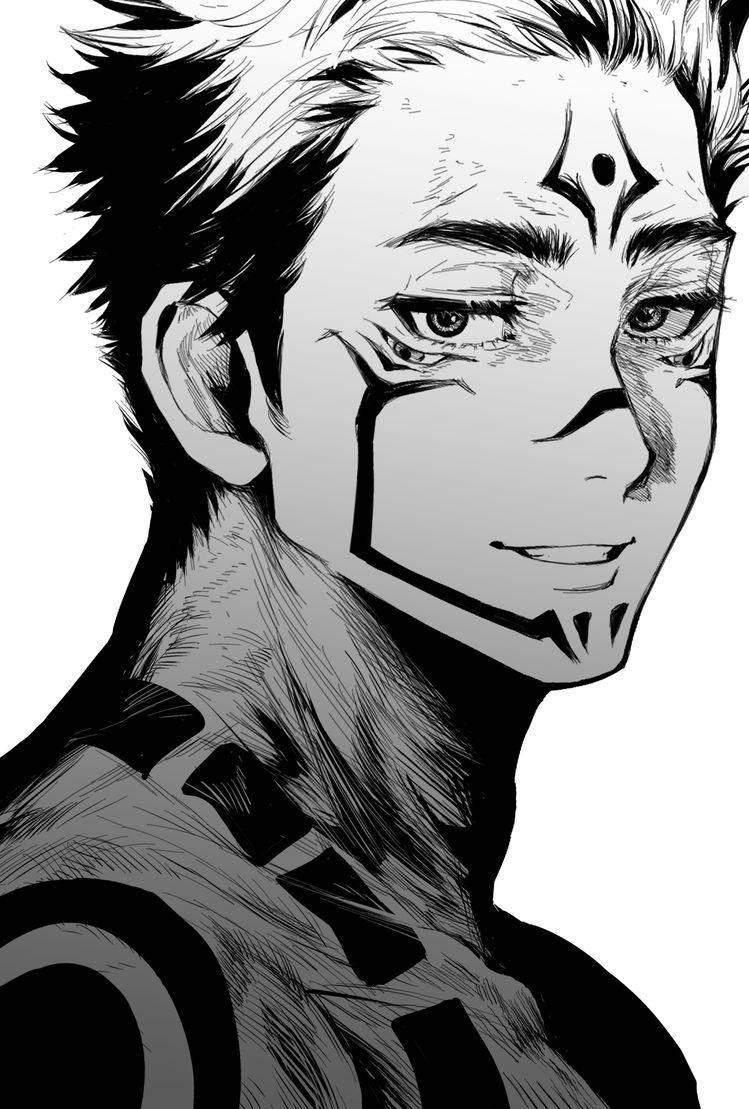 Ryomen Sukuna Ink Drawing