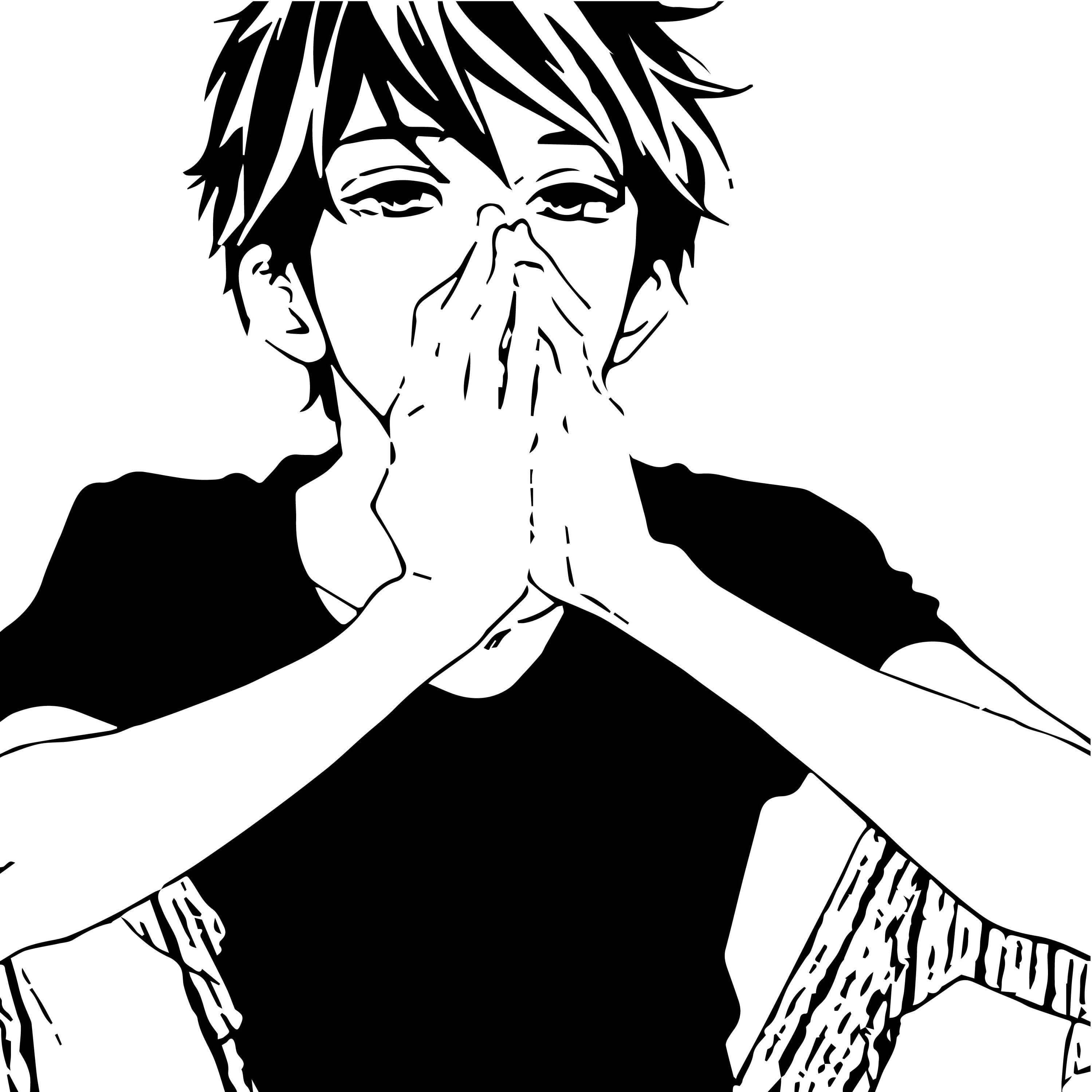 Sad Anime Boy Black And White PFP — 2998x2998 wallpaper