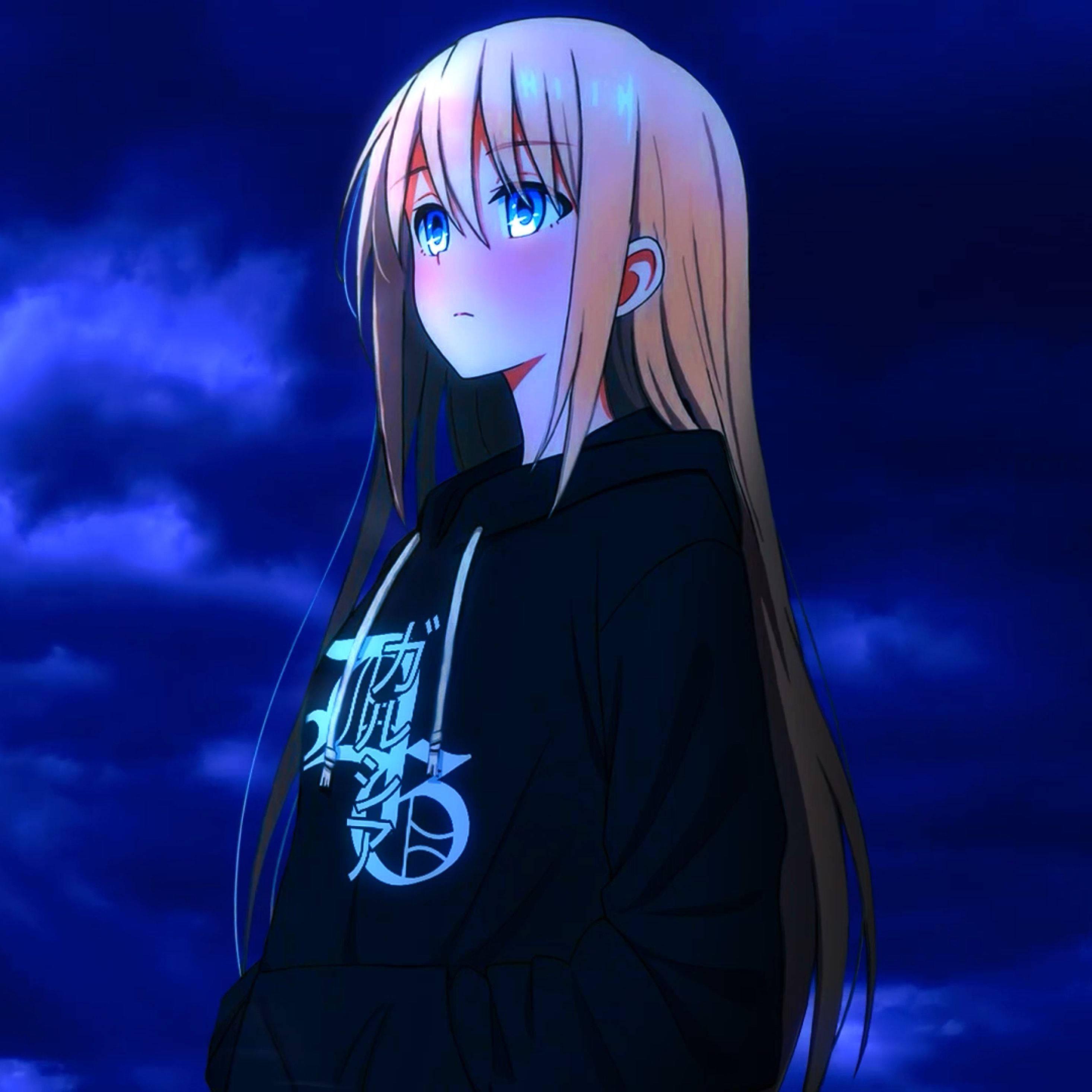 Trauriges blondes niedliches anime mädchen pfp