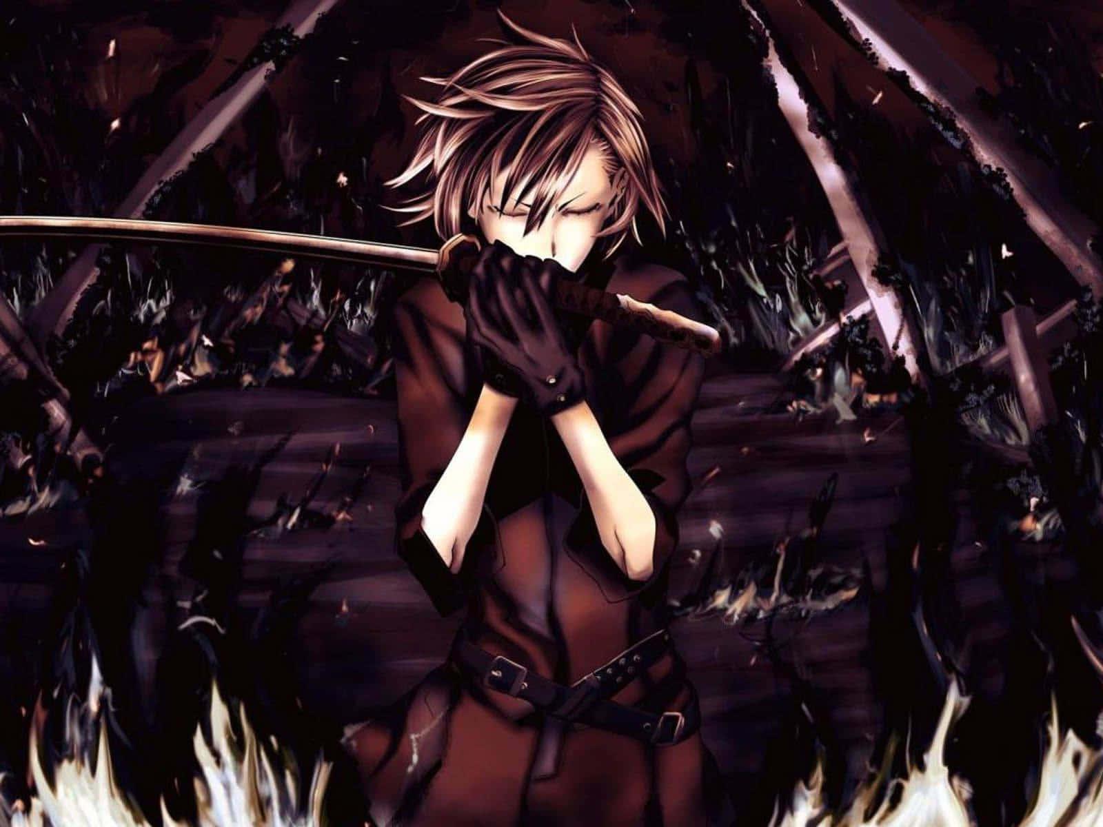 Sad Dark Anime Boy Sitting Alone