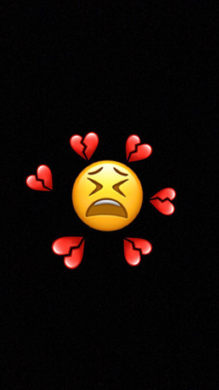 Sad Emoji Amidst Broken Heart iPhone — 750x1334 wallpaper