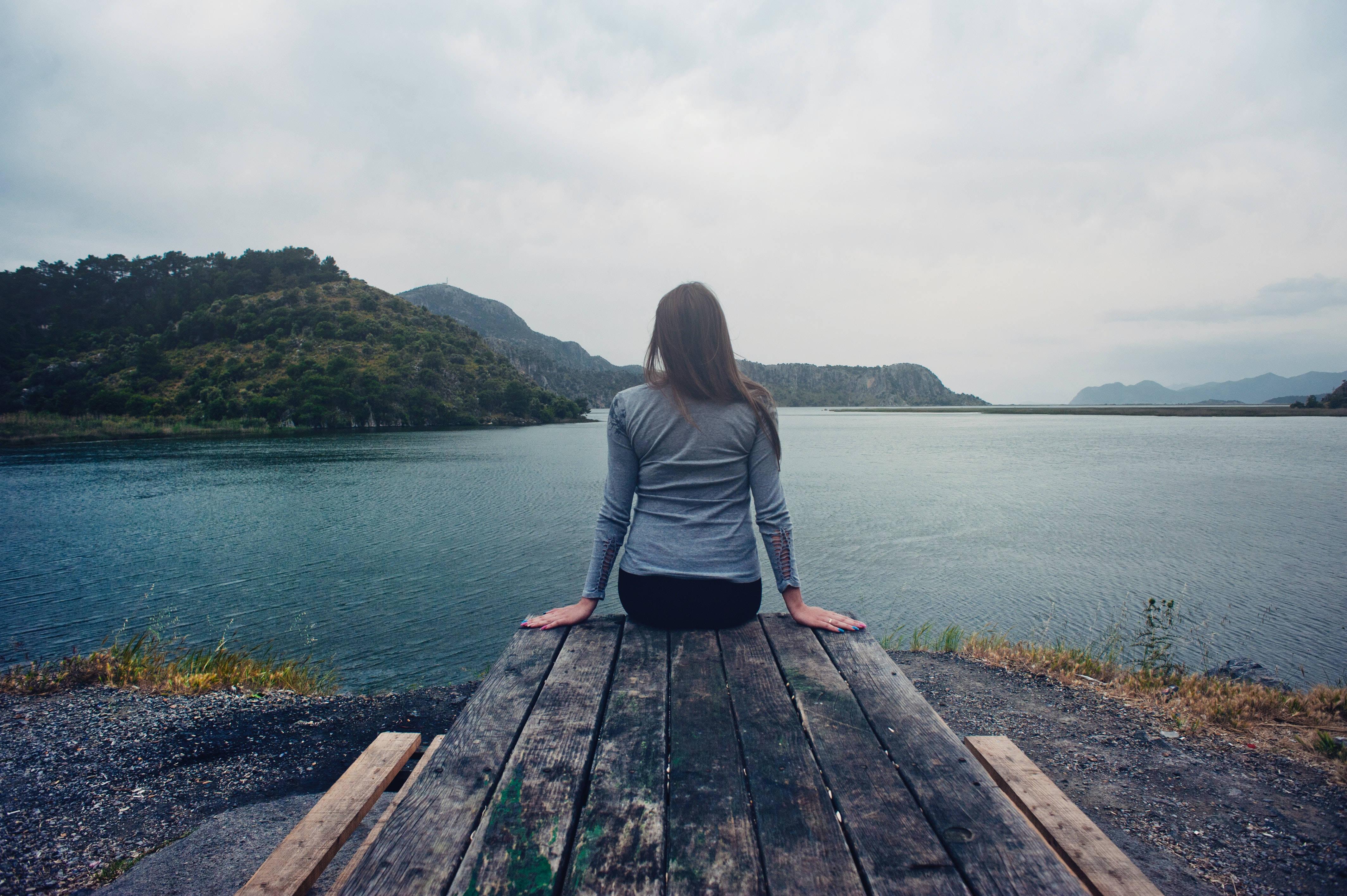 Sad Girl By The River — 4256x2832 wallpaper