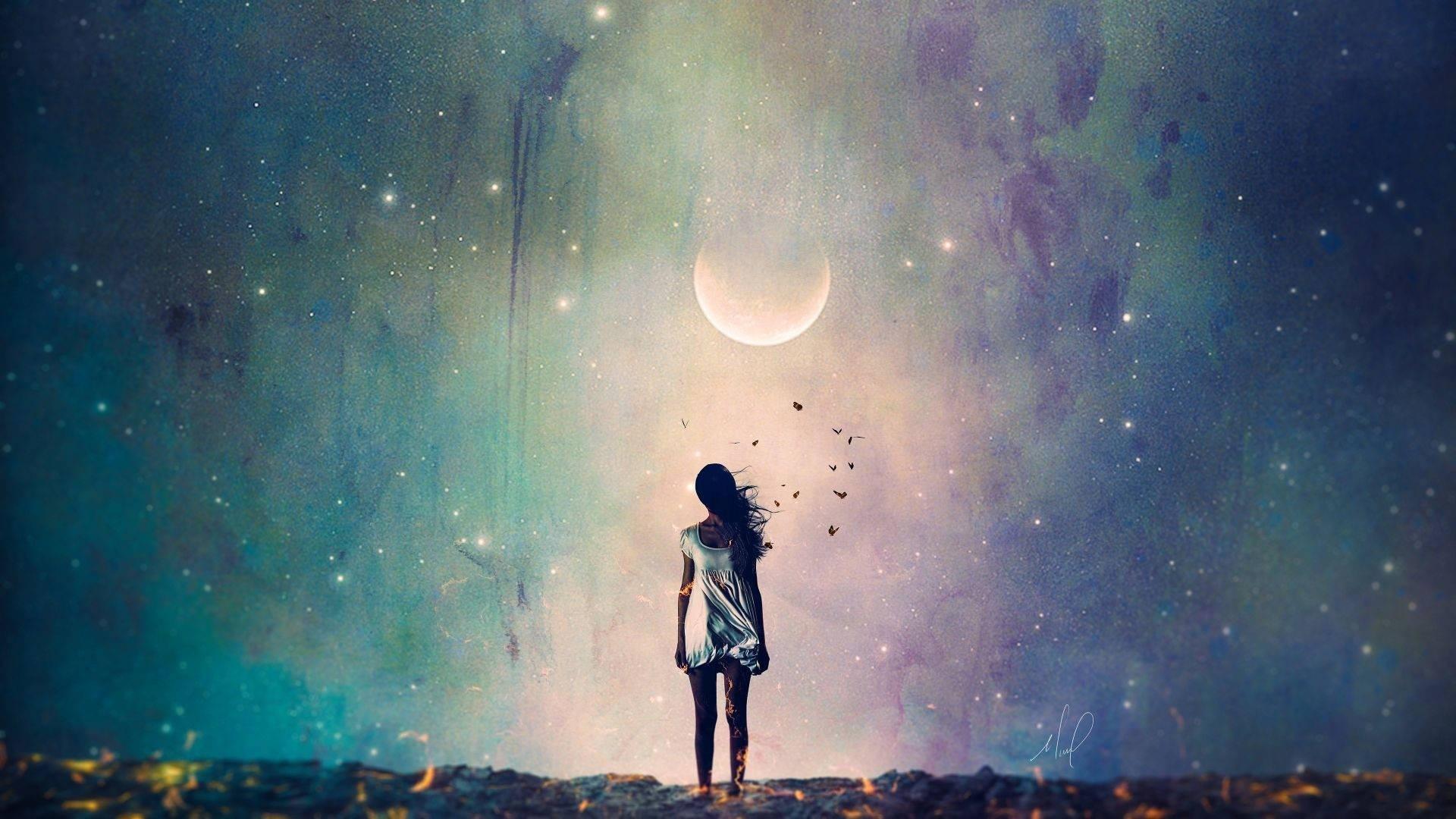 Sad Girl In White Dress — 1920x1080 wallpaper