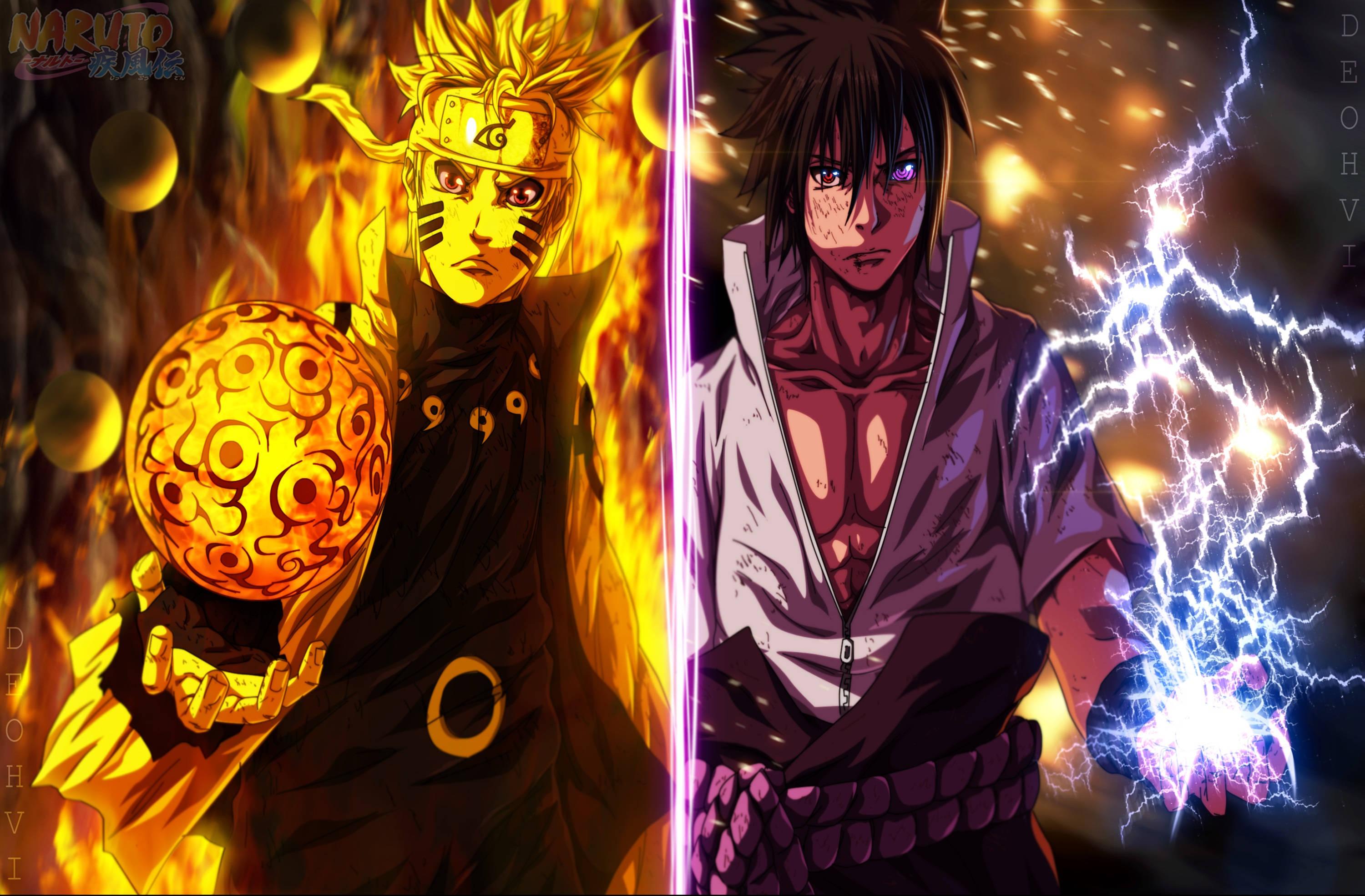 Sasuke And Naruto Techniques — 3000x1970 wallpaper