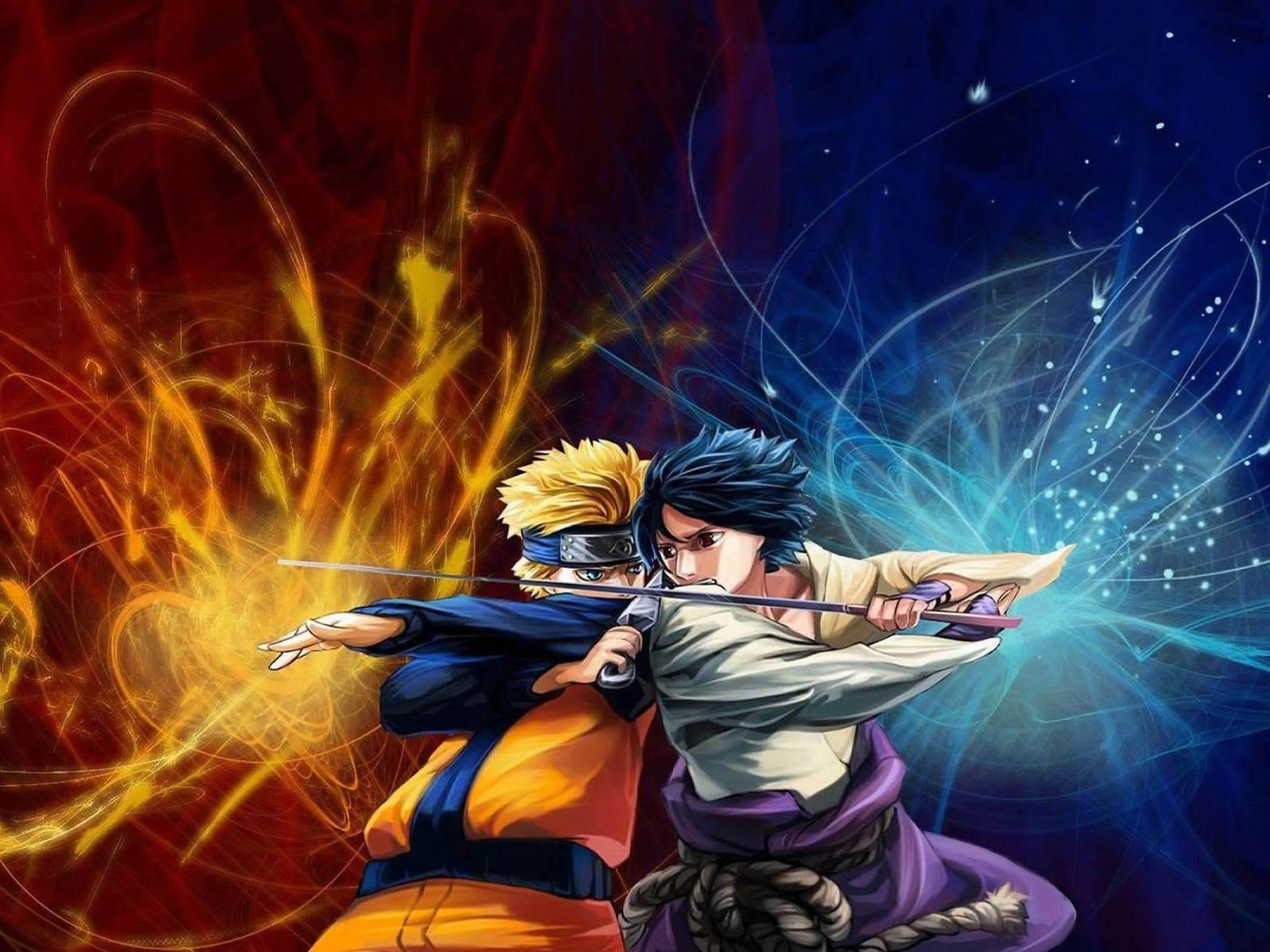 Sasuke Uchiha Vs. Naruto Uzumaki: Two Rivals Faceoff — 1600x1200 wallpaper