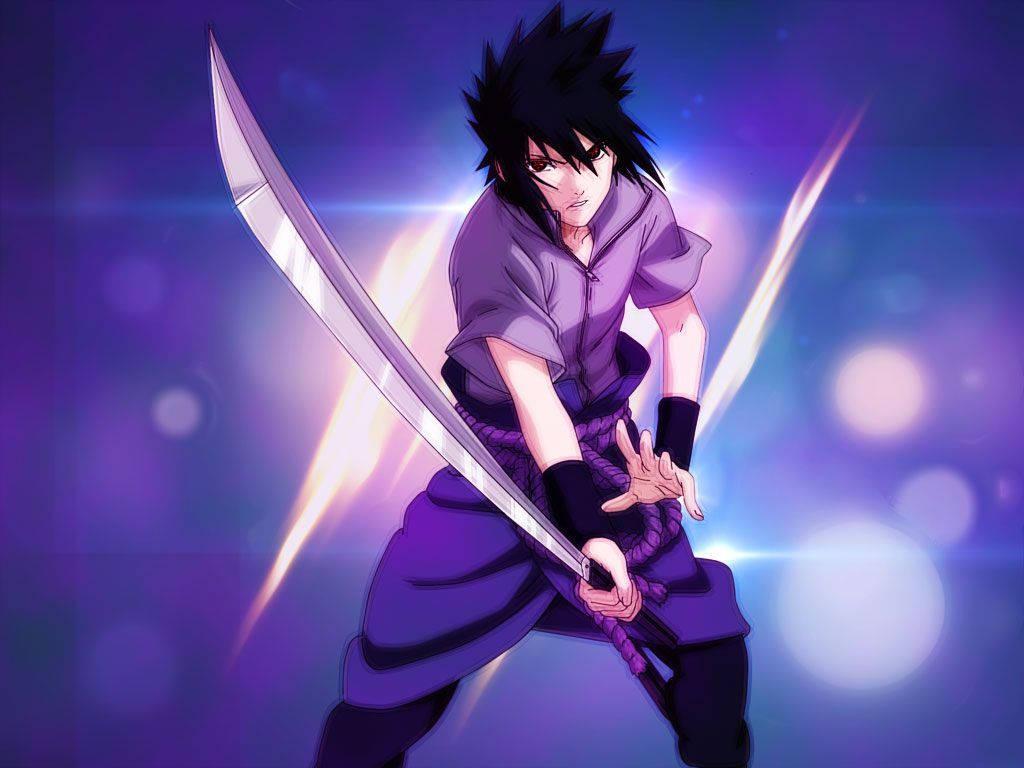Sasuke Uchiha wields the Sword of Kusanagi — 1024x768 wallpaper