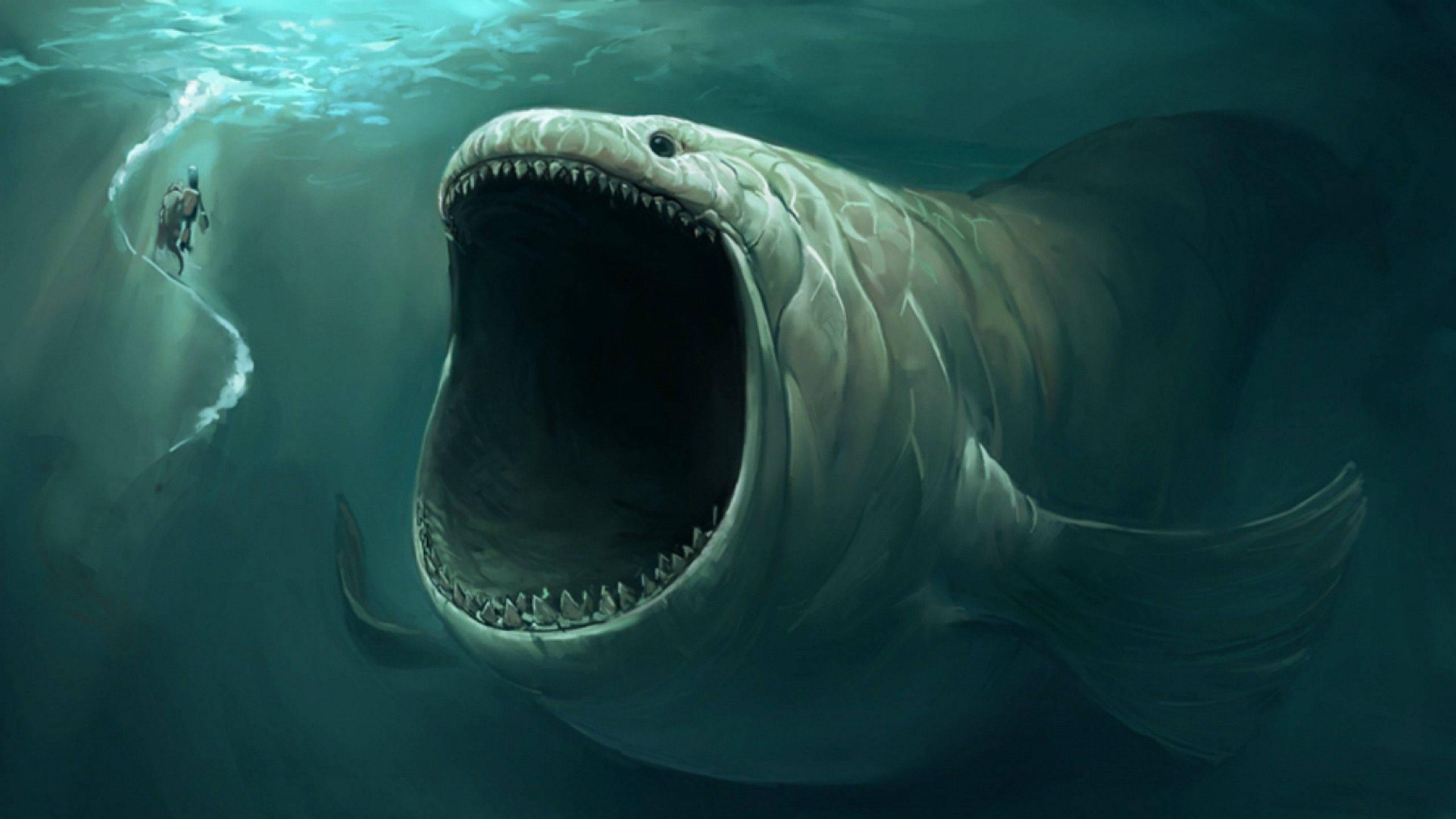 Scary Giant Underwater Creature — 2560x1440 wallpaper
