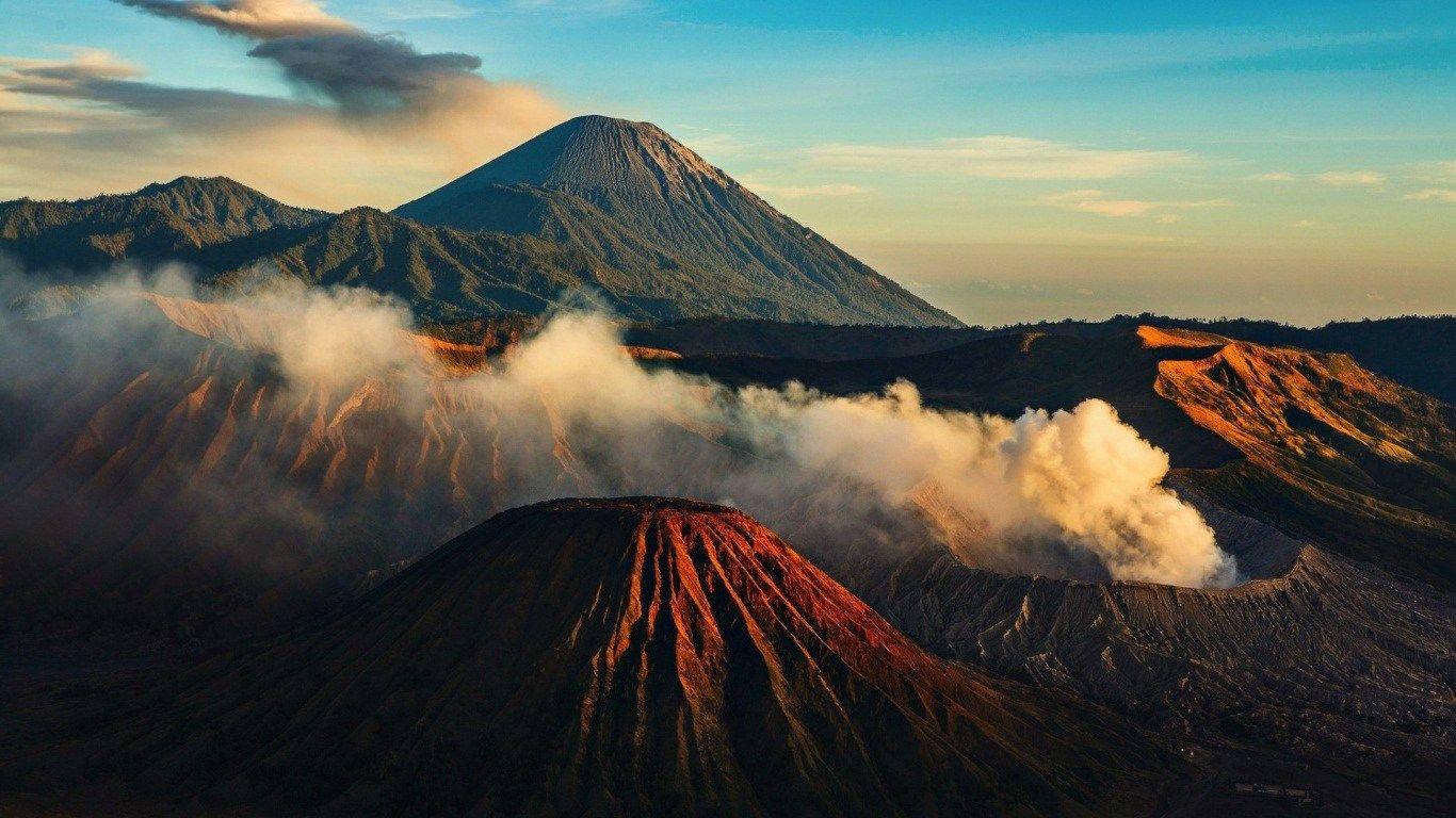 Scenic Volcano Indonesia Laptop — 1366x768 wallpaper