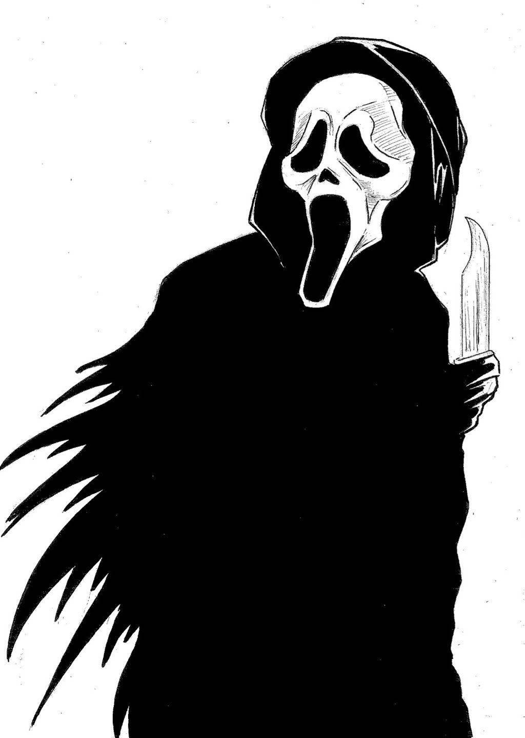 Scream Ghostface Pencil Sketch — 1024x1438 wallpaper