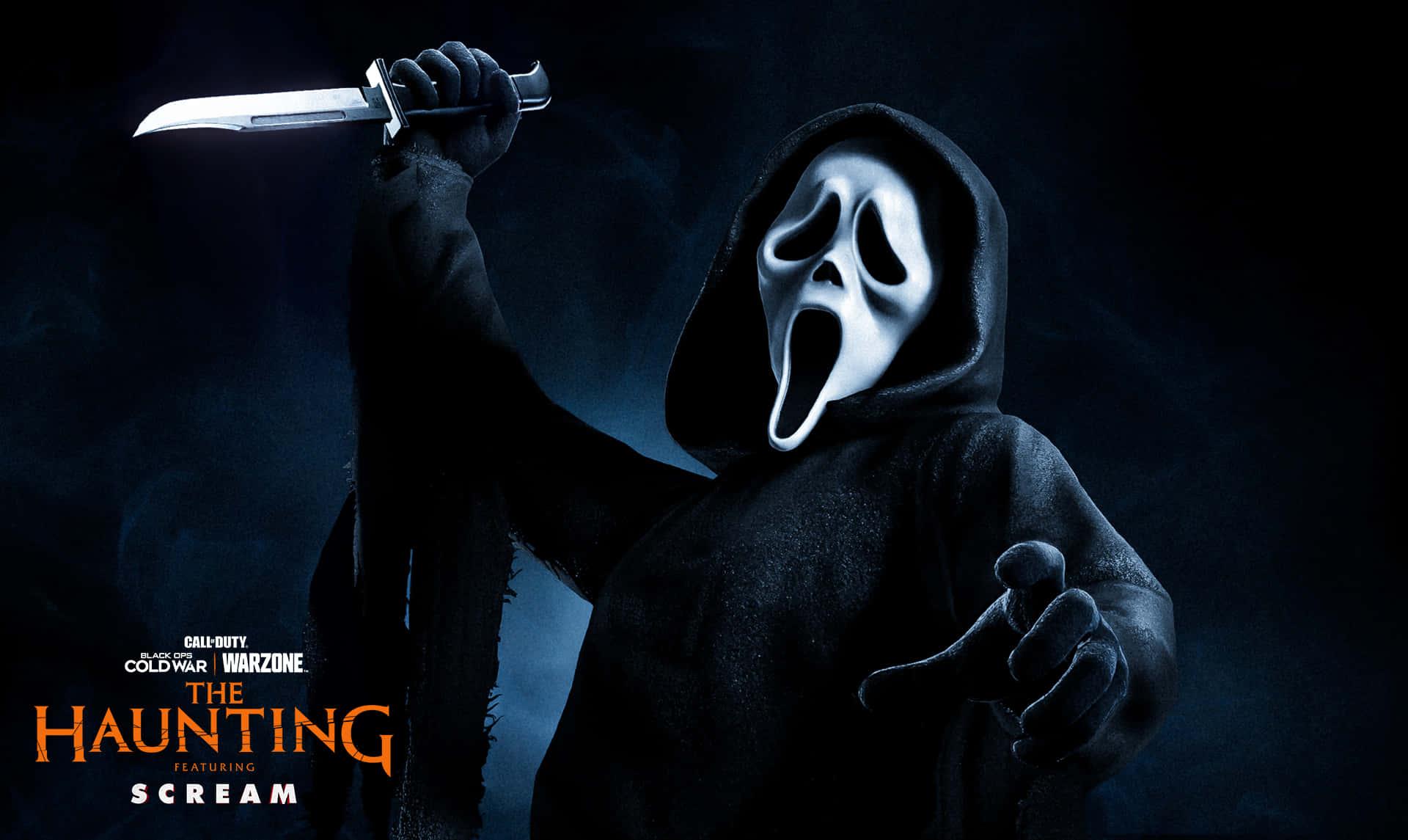 screaming scream poster with a knife — 1920x1145 wallpaper