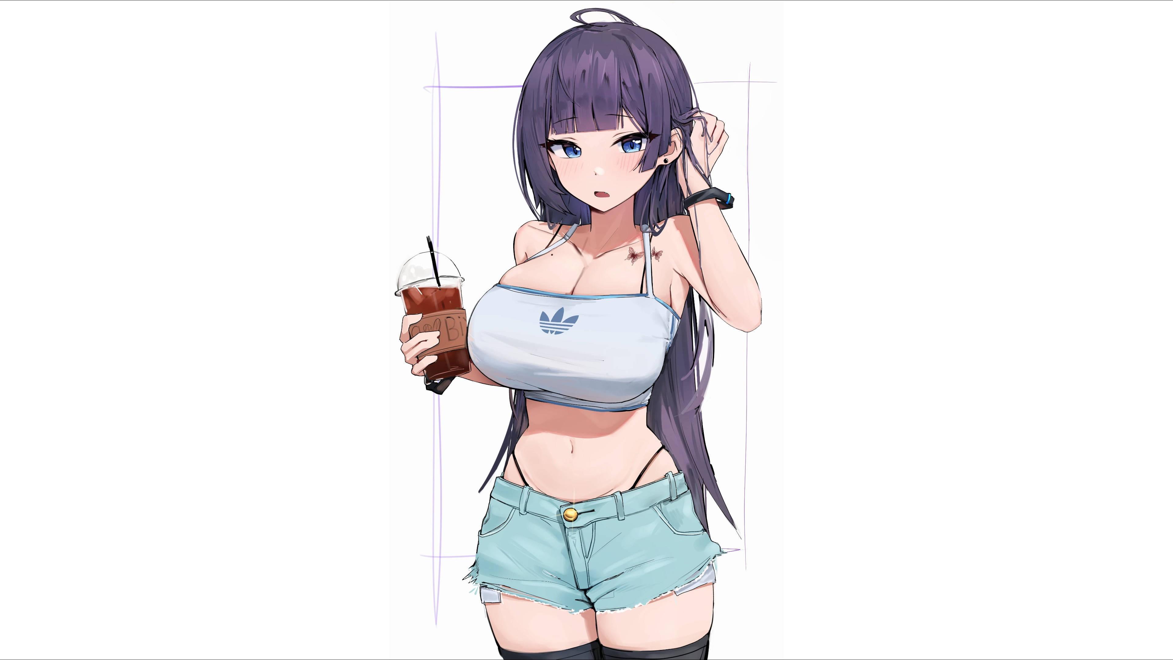 Sexy Anime Girl With Milk Tea — 3840x2162 wallpaper