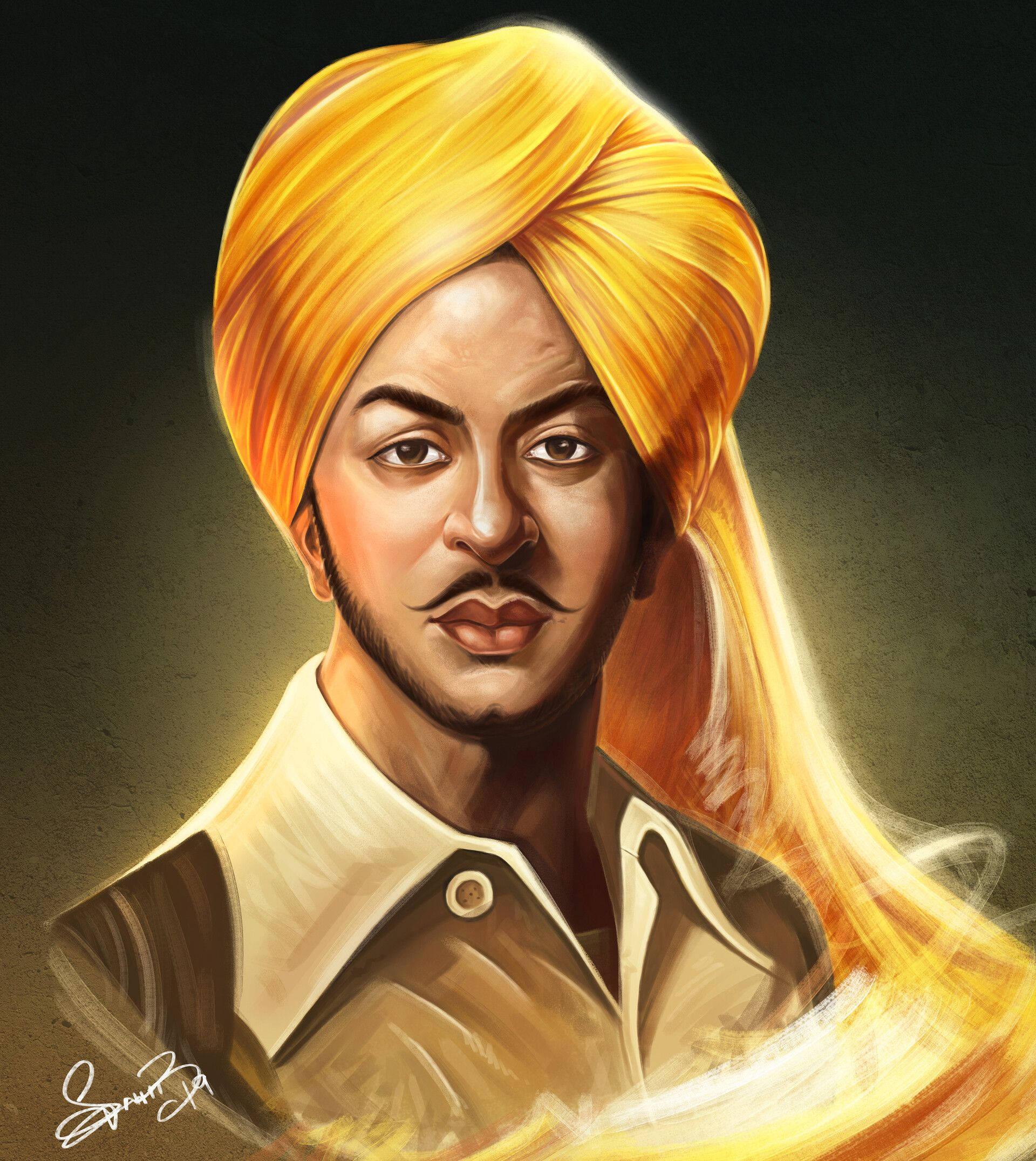 Shaheed Bhagat Singh Oil Painting — 1920x2152 wallpaper