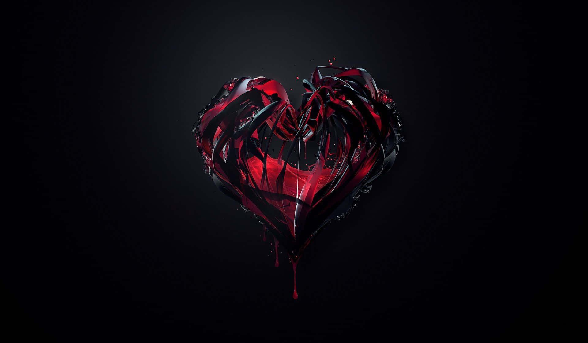 Shattered Heart on a Black Background — 1920x1122 wallpaper
