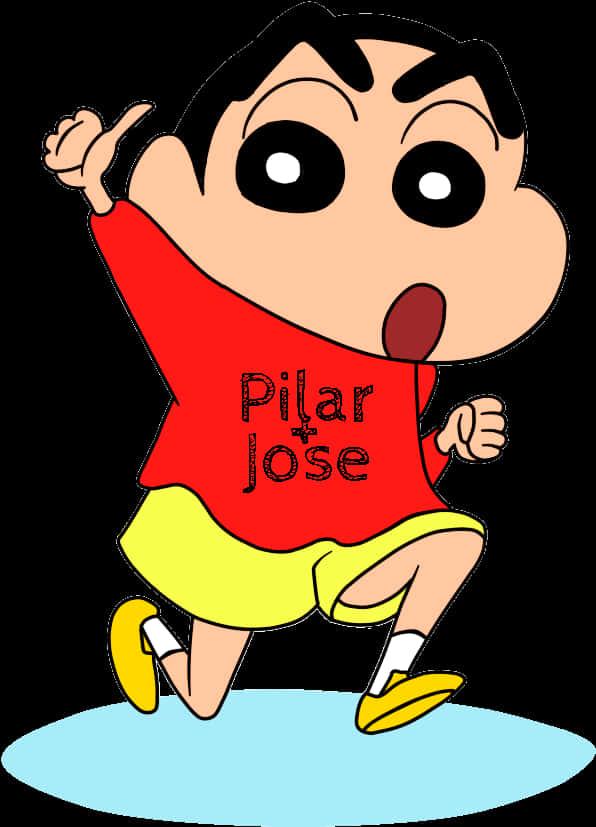 Shin chan animierter charakter rennt
