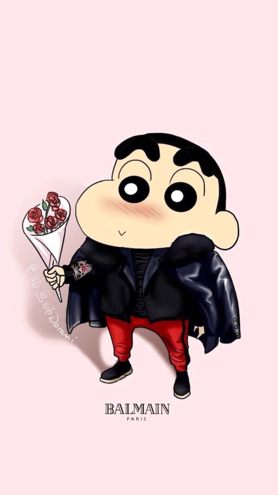 Shin Chan With Flowers