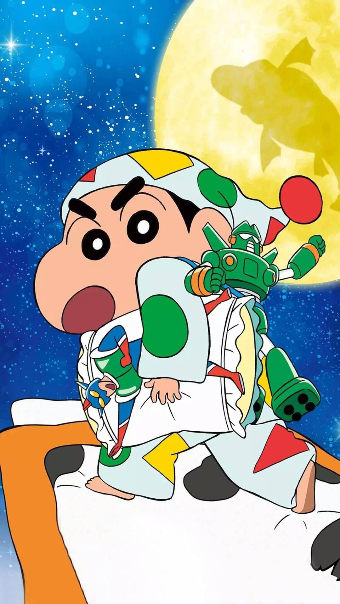 Shinchan Aesthetic Bed In The Sky — 1080x1920 wallpaper