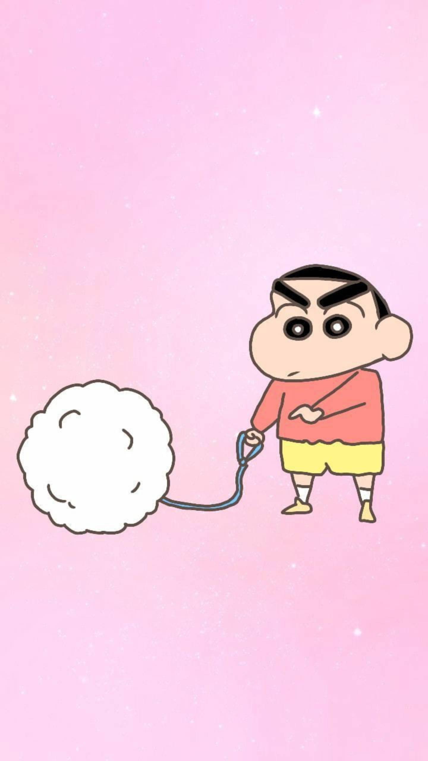 Shinchan Aesthetic With White Furball — 1440x2560 wallpaper