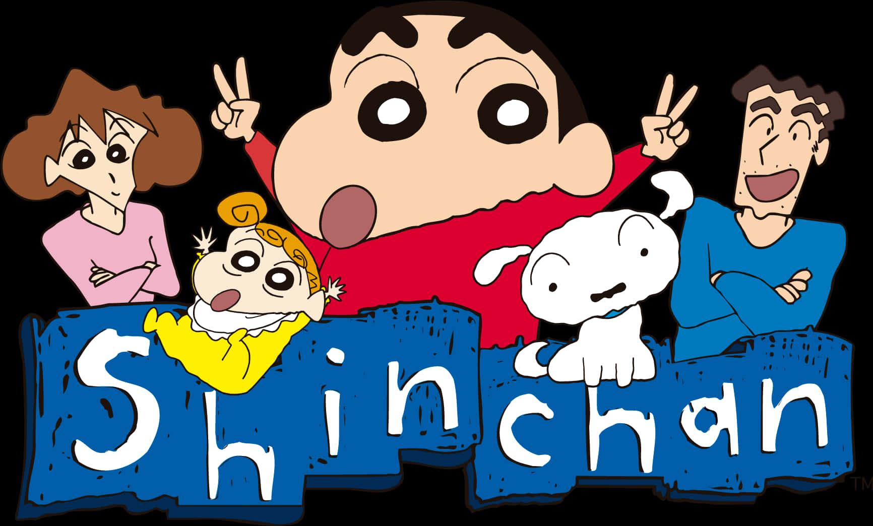 Shinchan Familyand Pets Illustration