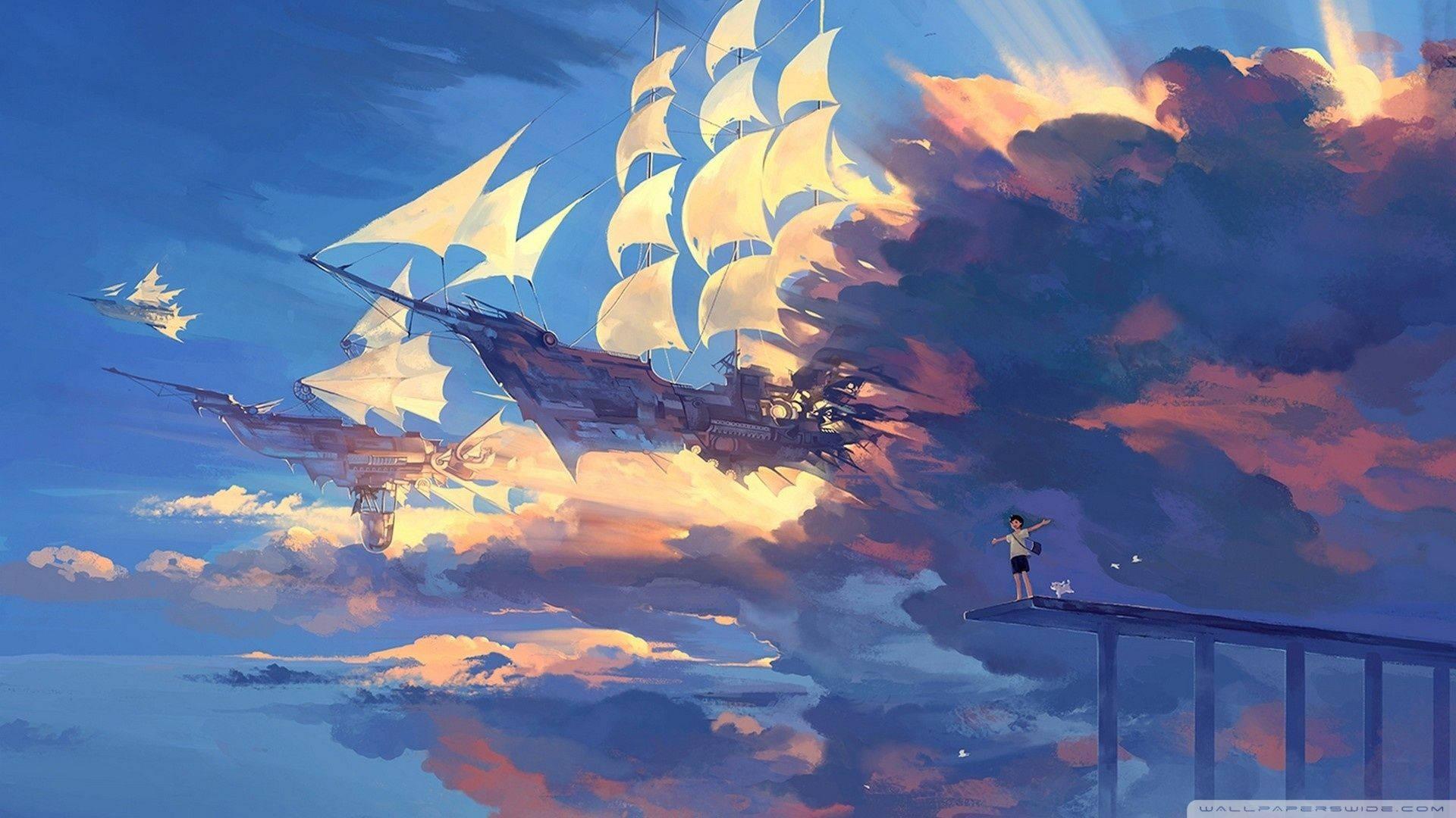 Ship In The Sky Anime Scenery — 1920x1080 wallpaper