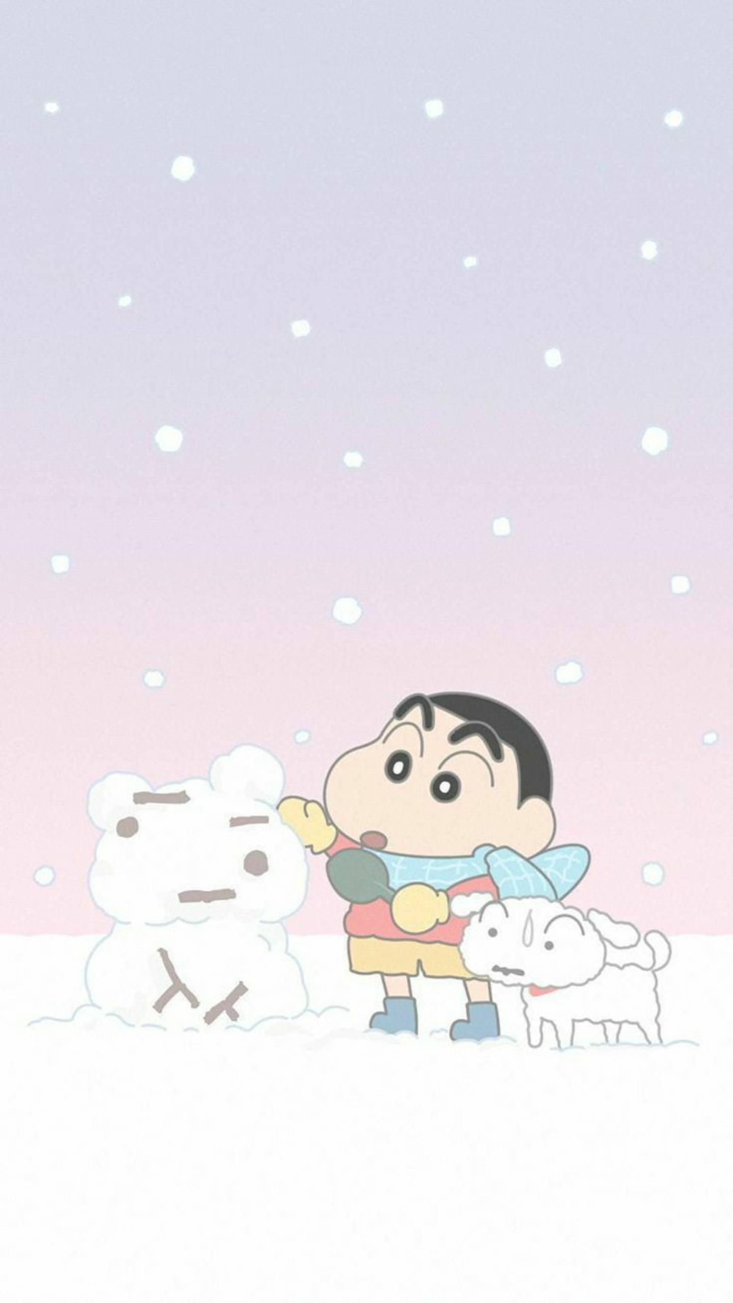 Shiro And Shinchan Aesthetic During Winter — 1440x2560 wallpaper
