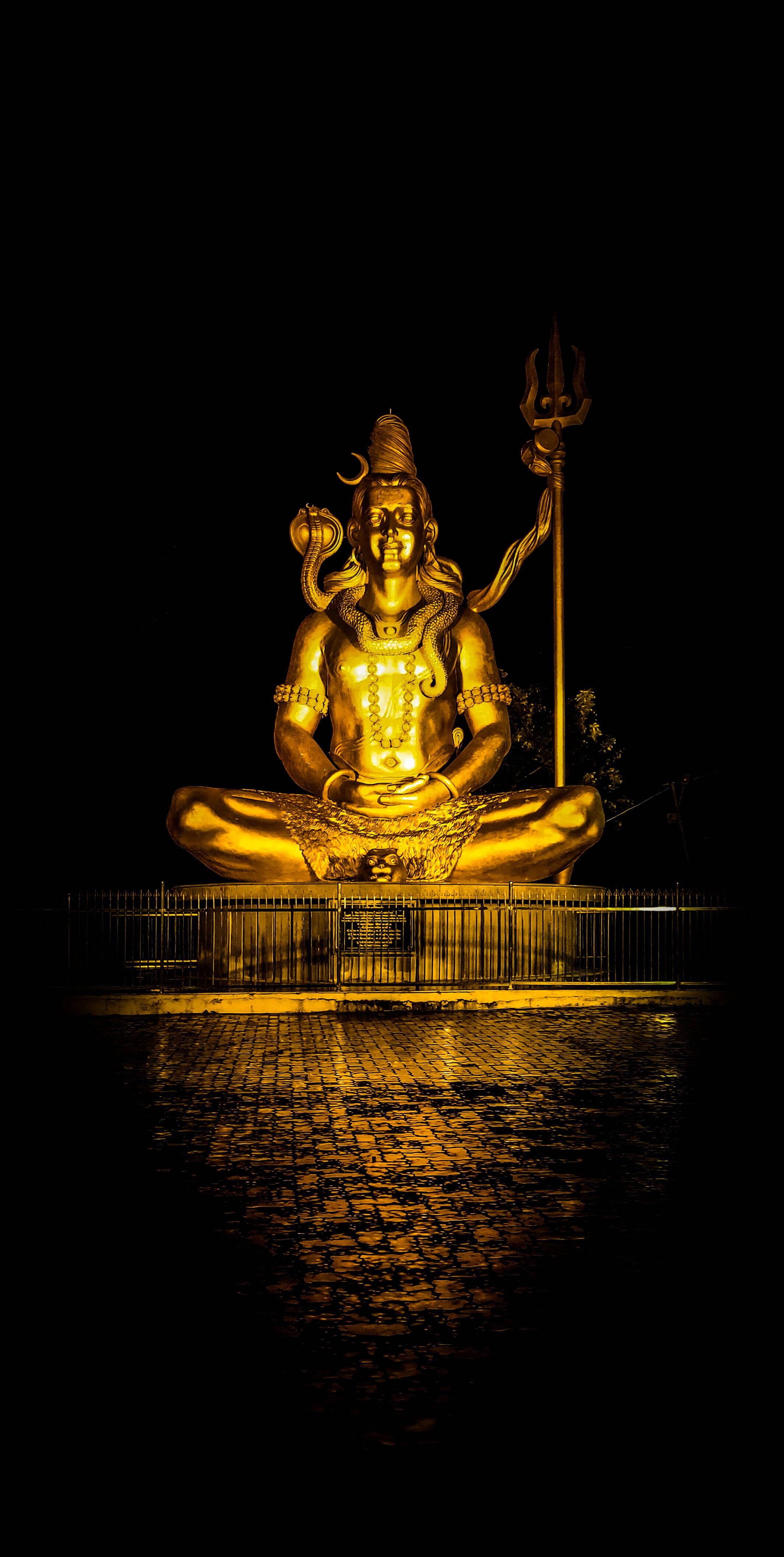 Shiva iPhone Gold Statue Meditating — 2128x4226 wallpaper