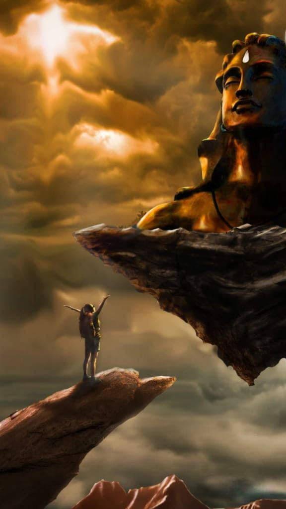 Shiva iPhone Woman Looking At Floating Statue — 576x1024 wallpaper