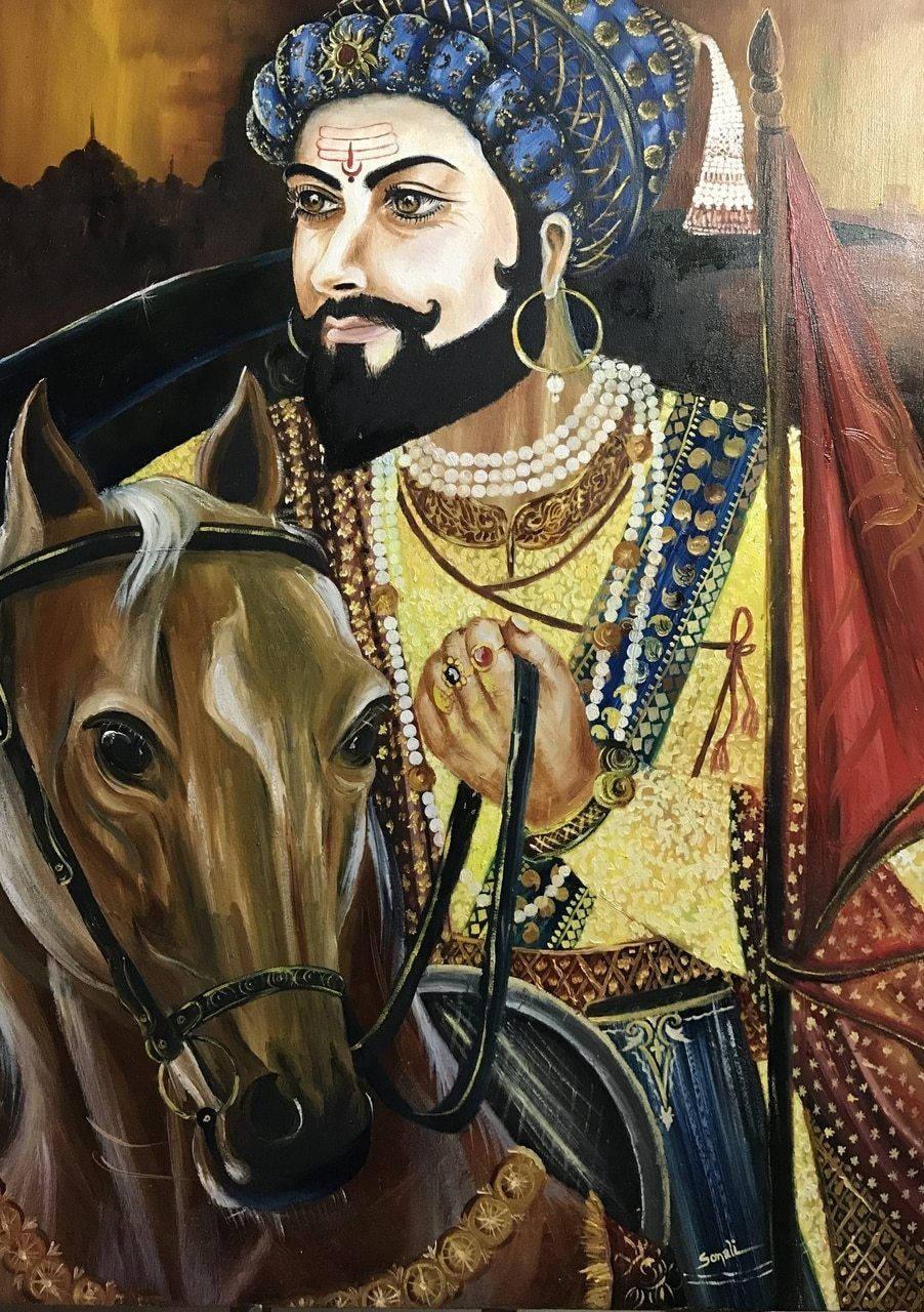 Shivaji Maharaj On Horse Painting HD — 902x1280 wallpaper