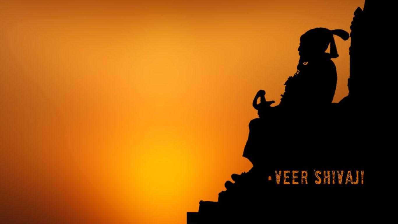 Shivaji Maharaj Throne Silhouette On Orange HD — 1366x768 wallpaper