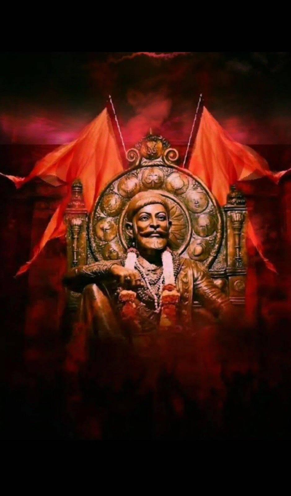 Shivaji Maharaj With Flags — 939x1600 wallpaper