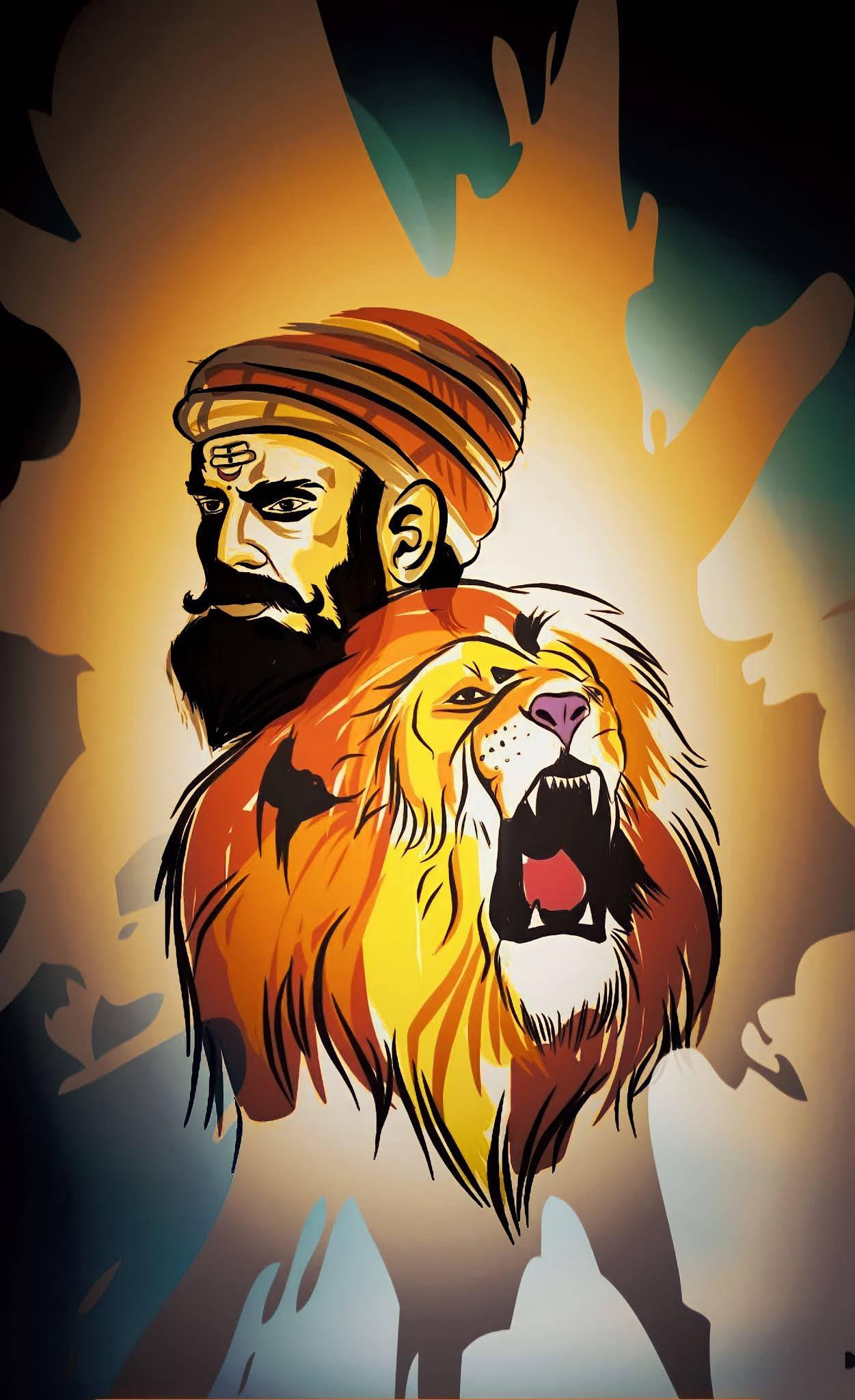 Shivaji Maharaj With Lion — 1251x2048 wallpaper