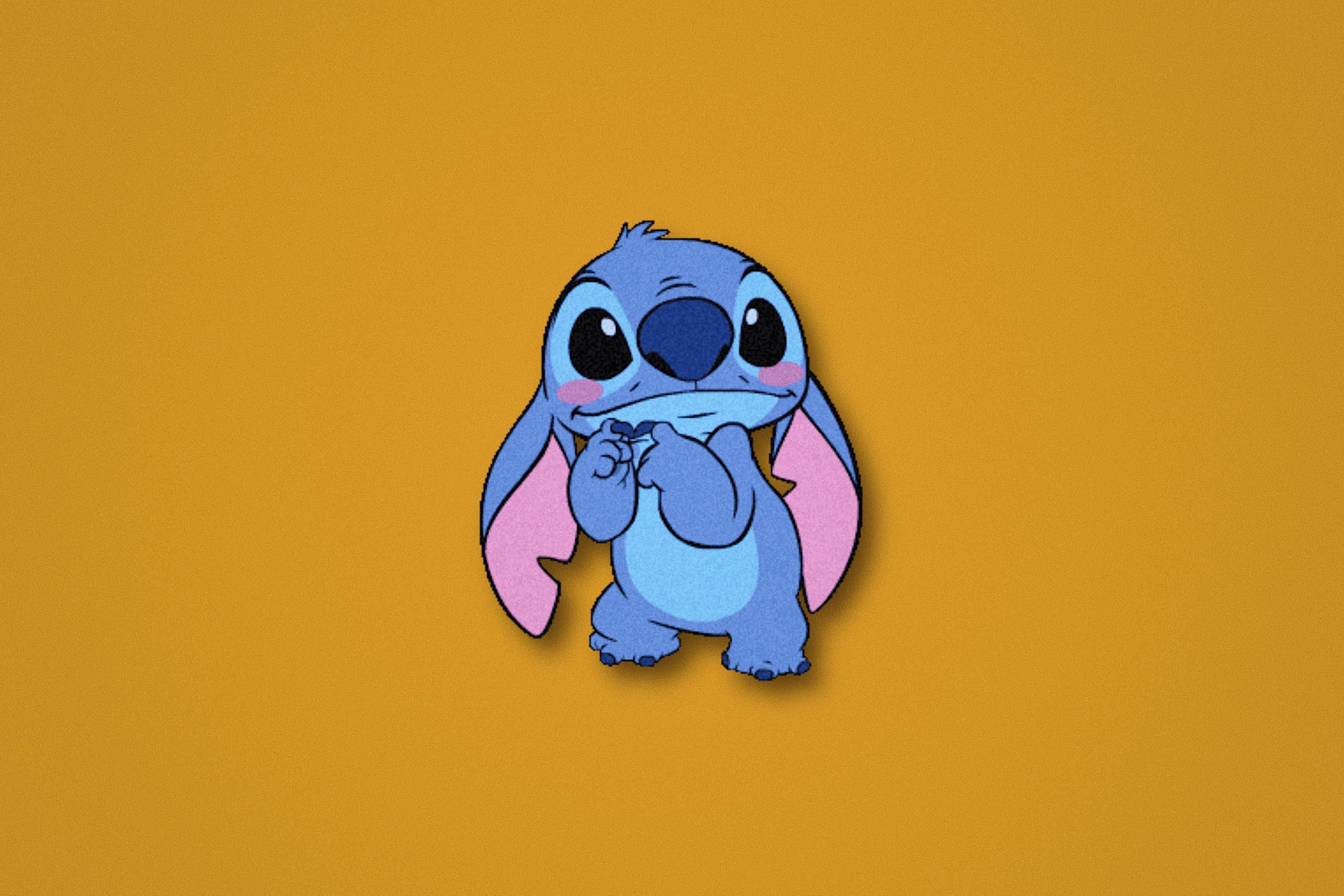 Shocked Cute Stitch On Mustard — 3464x2309 wallpaper