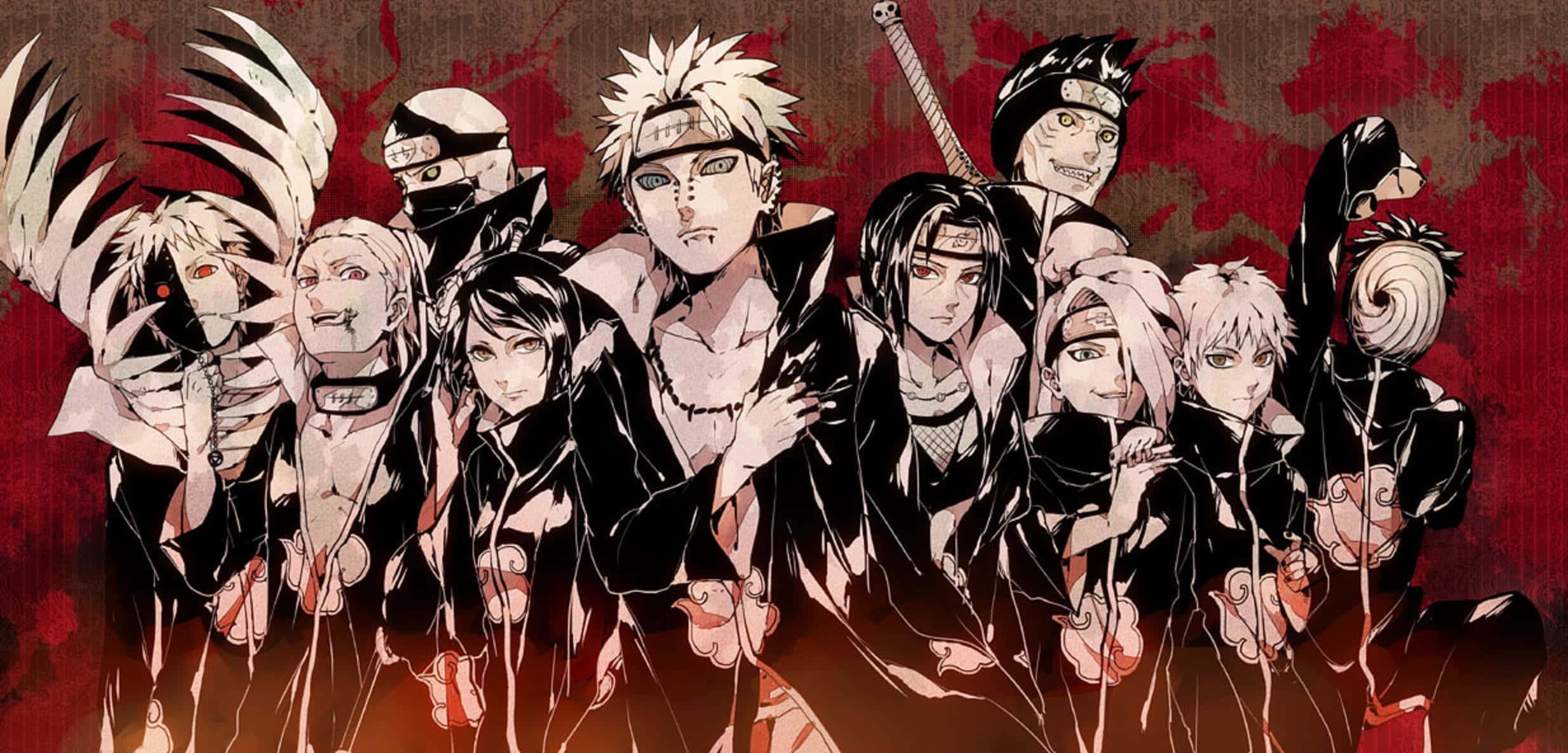 Showcasing the mysterious yet powerful Akatsuki organization — 2468x1186 wallpaper