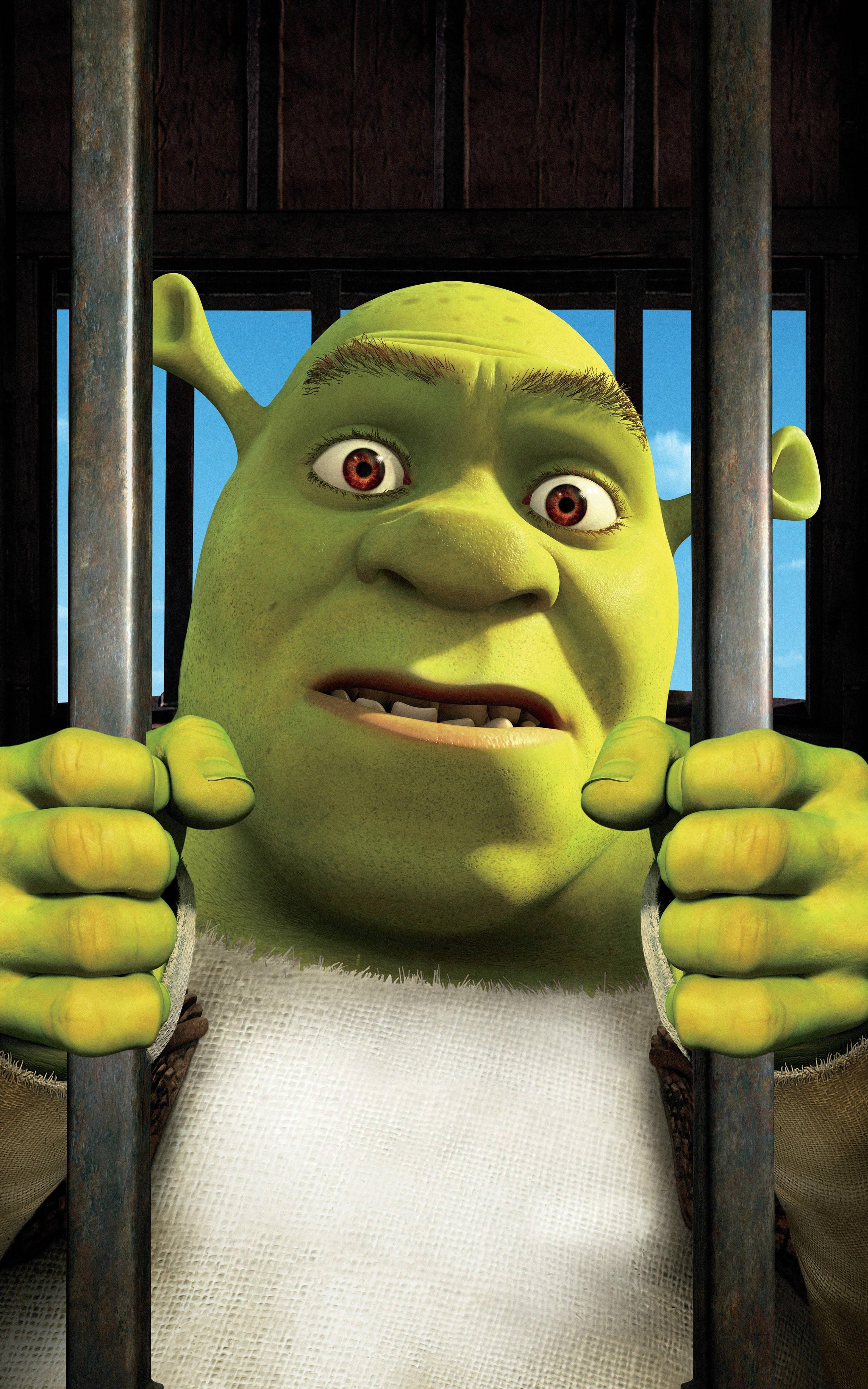 Shrek Captured: Unlikely Hero in a Cage — 2500x4000 wallpaper