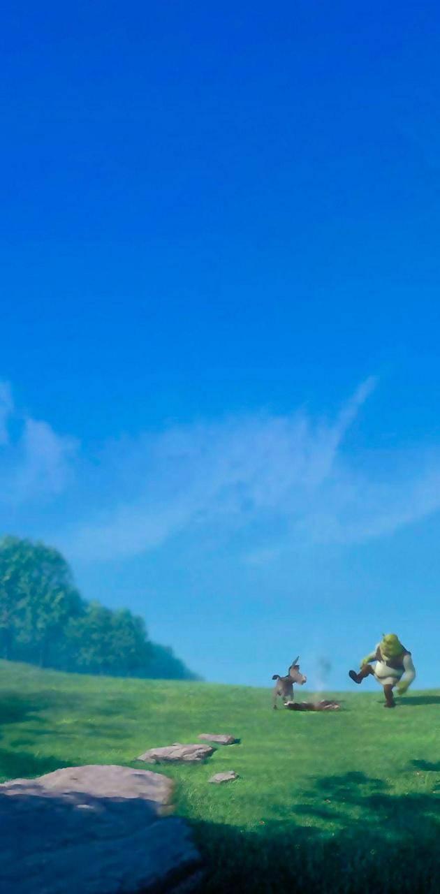 Shrek Donkey Putting Out Fire — 630x1280 wallpaper