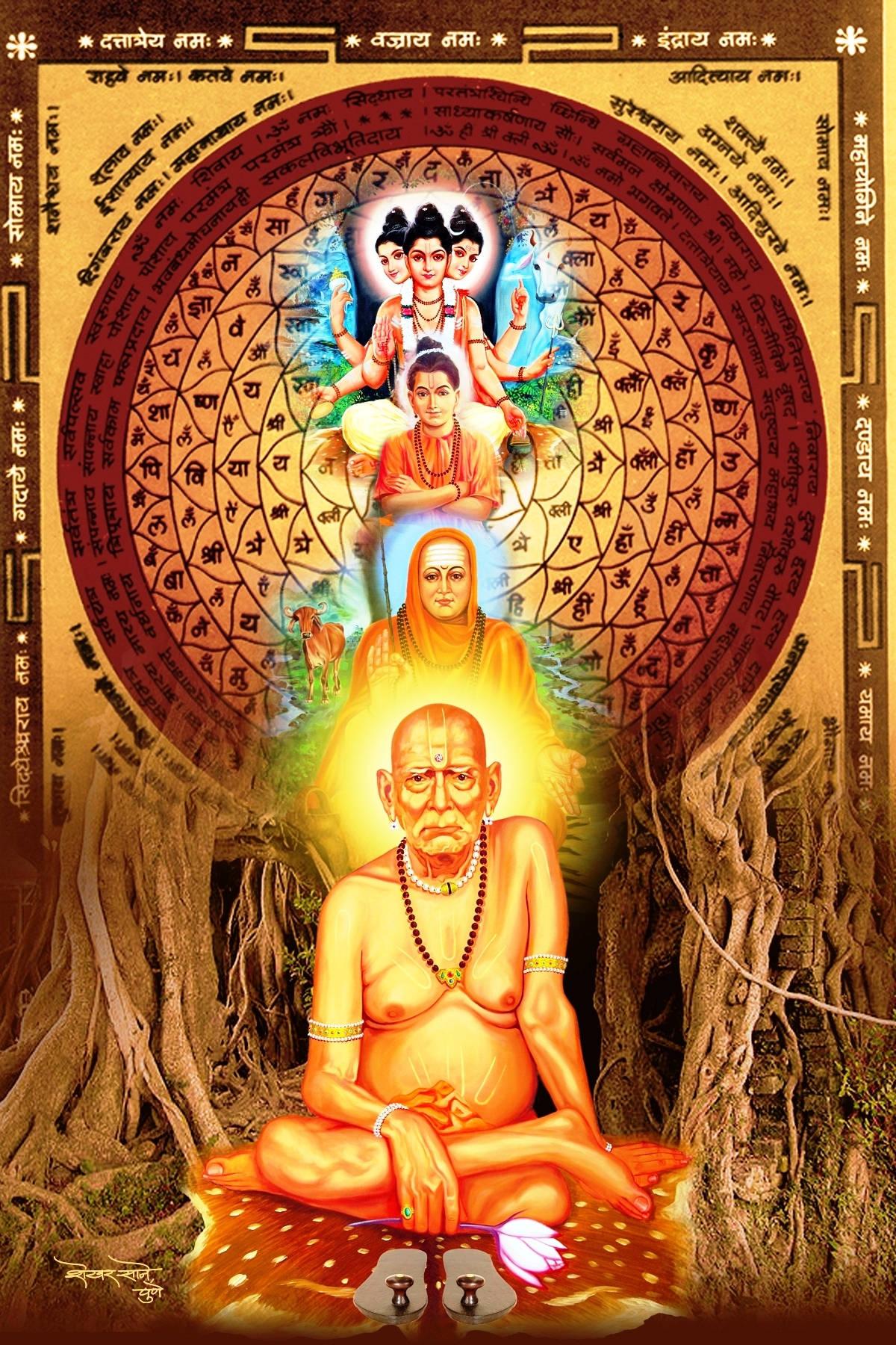 Shri Swami Samarth In Forest With Gods