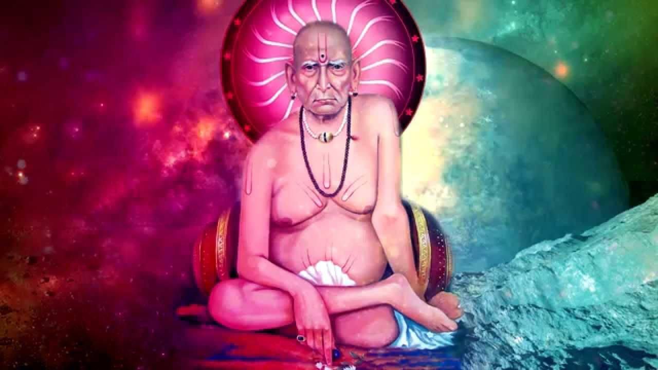 Shri Swami Samarth Pink And Green Background