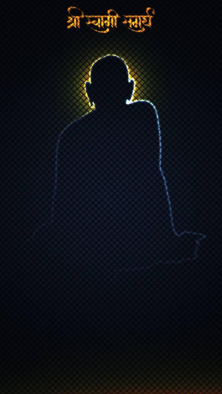 Shri Swami Samarth Silhouette On Black