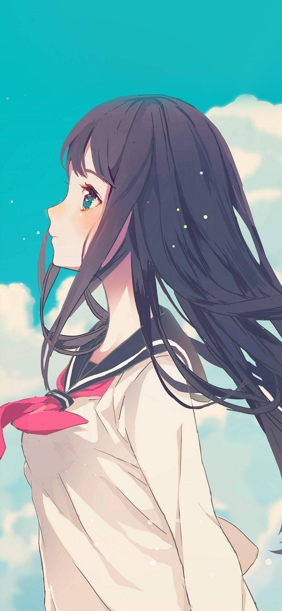 Side Profile Cute Anime Girl iPhone — 1125x2436 wallpaper