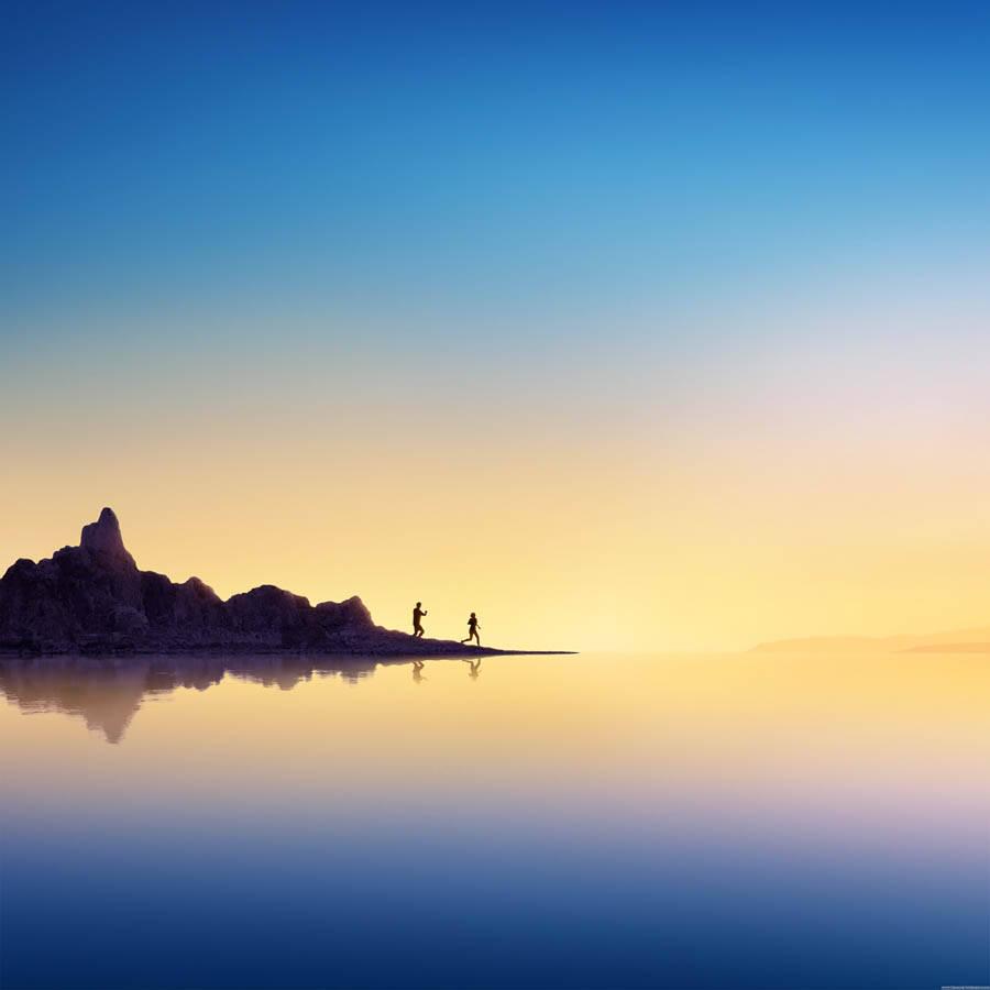 Silhouette At Seaside Samsung Art — 900x900 wallpaper