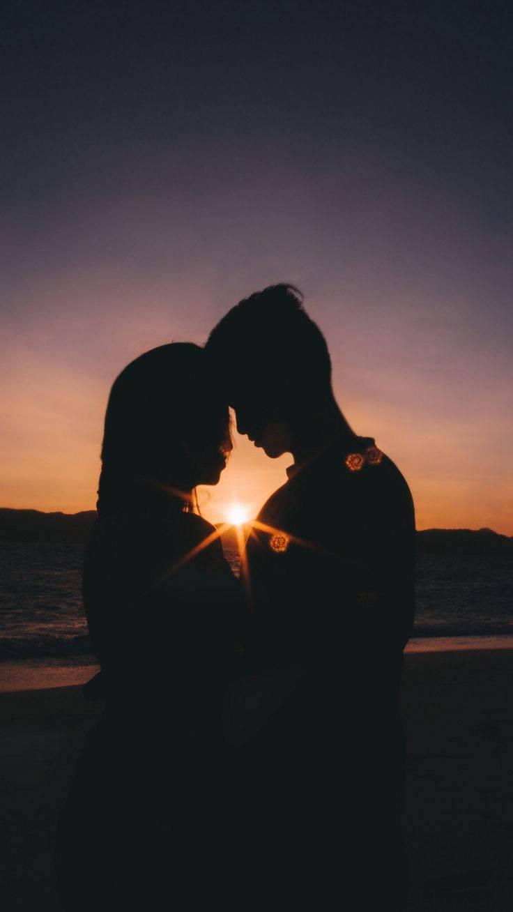 Silhouette Of Love Cute Couple — 736x1308 wallpaper