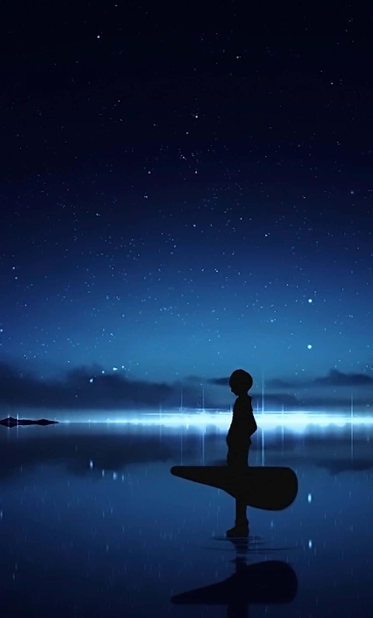 Silhouetted Boy Phone
