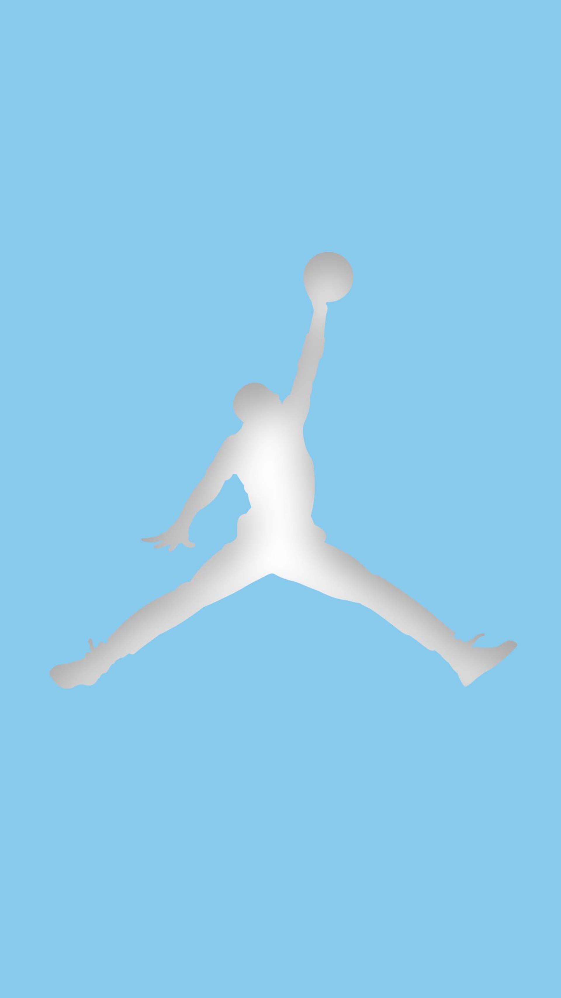 Silver Air Jordan Blue Background — 1920x3413 wallpaper