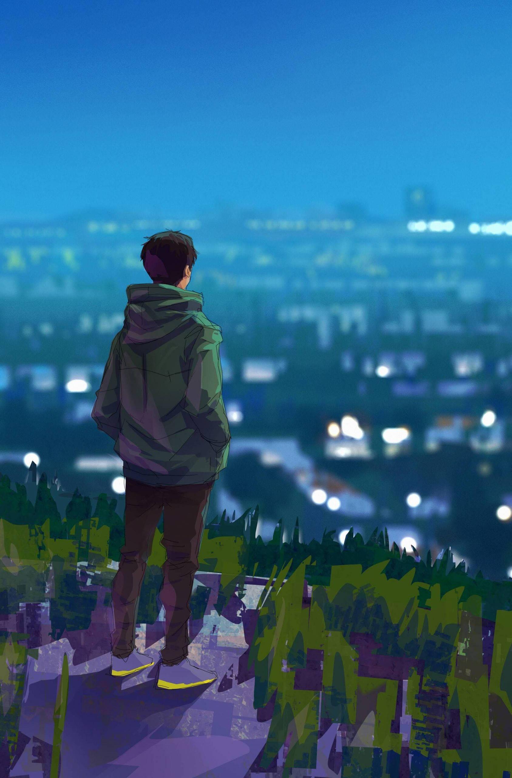 Single Boy Looking In The City — 1687x2560 wallpaper