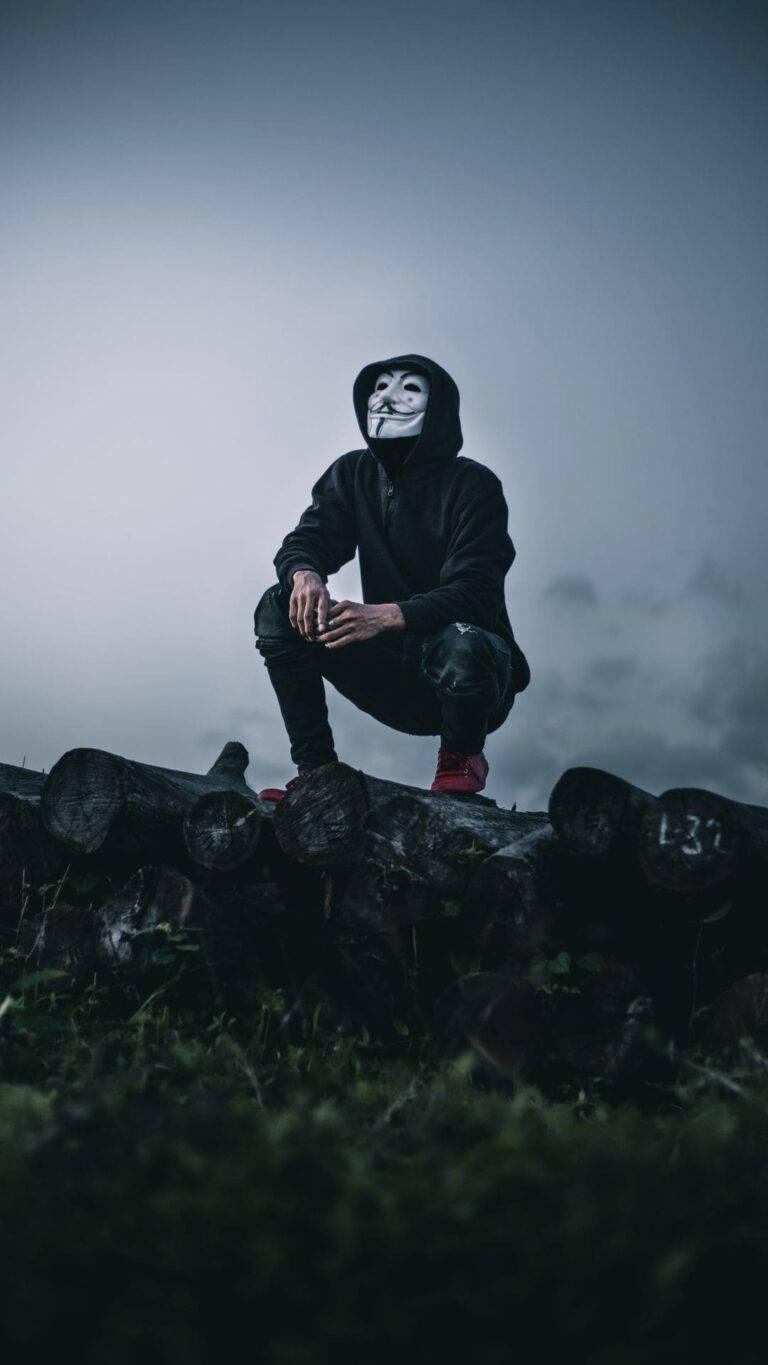 Single Boy With White Mask — 768x1365 wallpaper