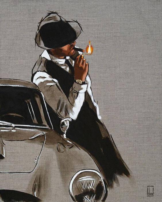 Sketched Bad Boy Leaning On A Car — 564x705 wallpaper