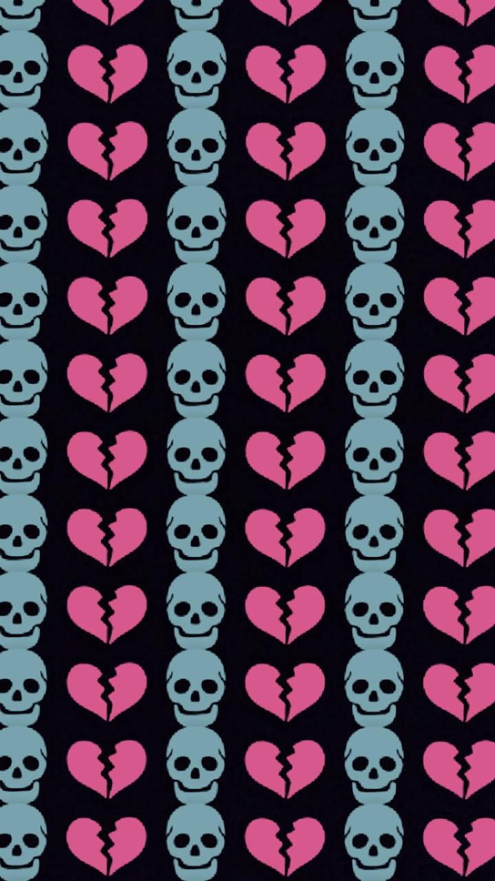 Skull And Broken Heart Black — 720x1280 wallpaper