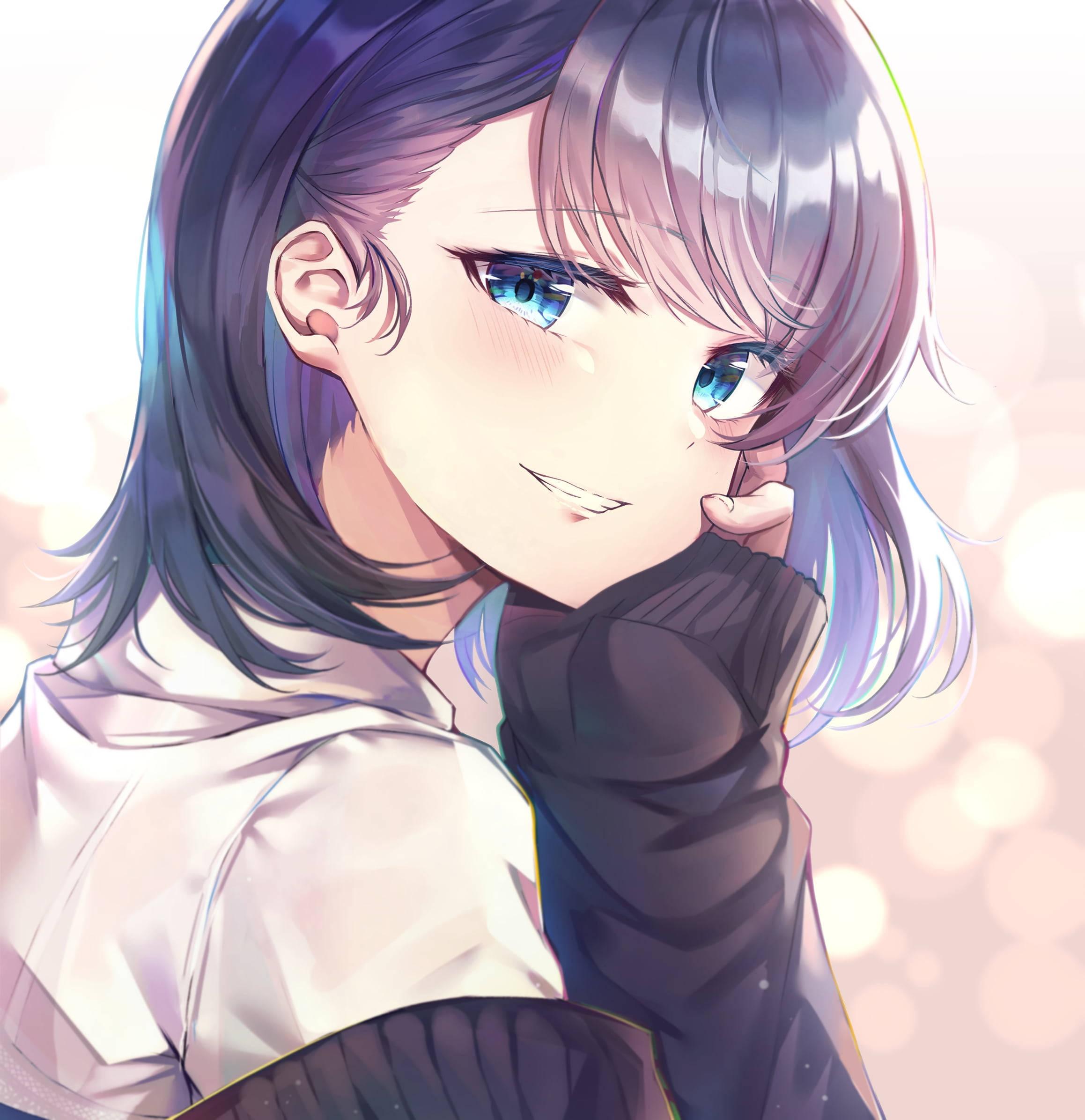 Small Grin Cute Anime Girl iPhone — 2317x2392 wallpaper