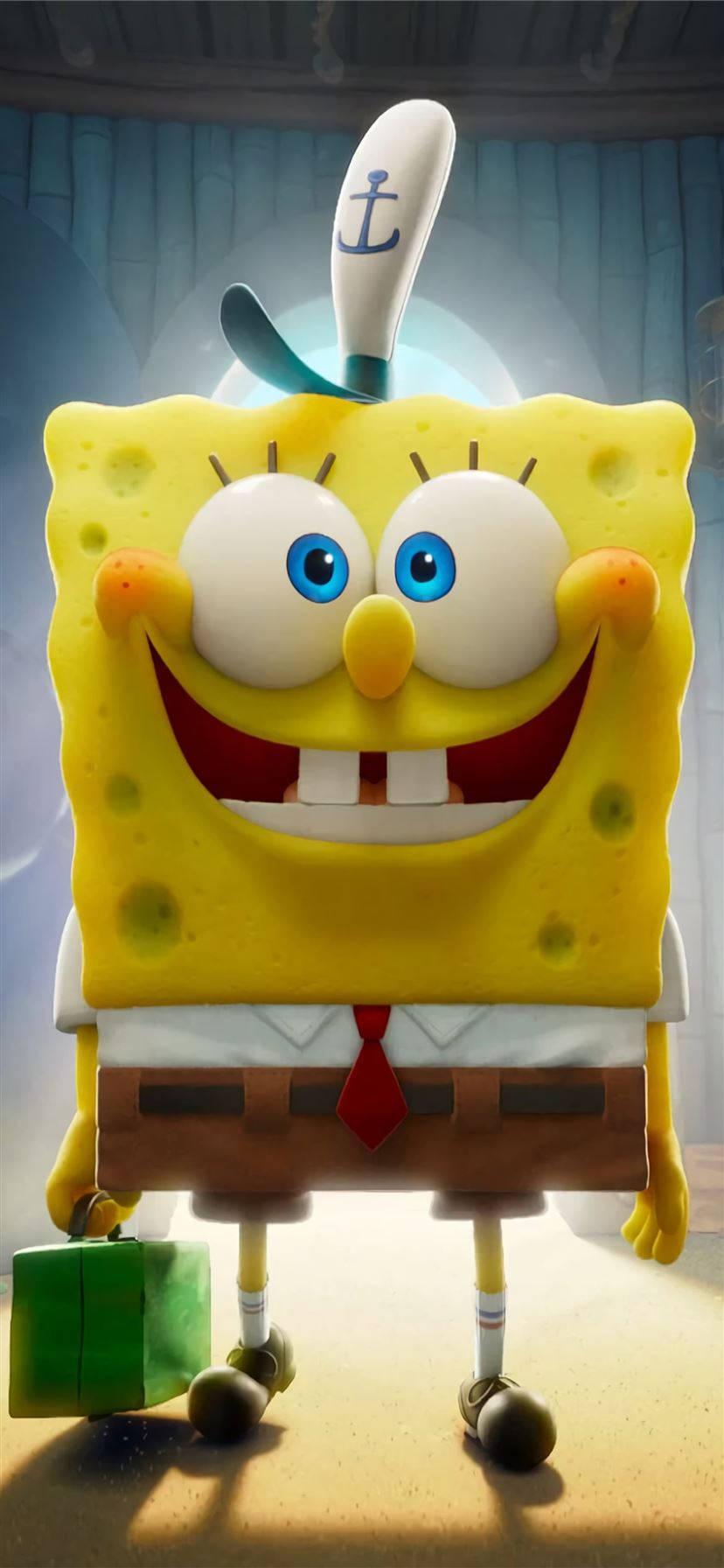Smiling SpongeBob iPhone 11 — 828x1792 wallpaper