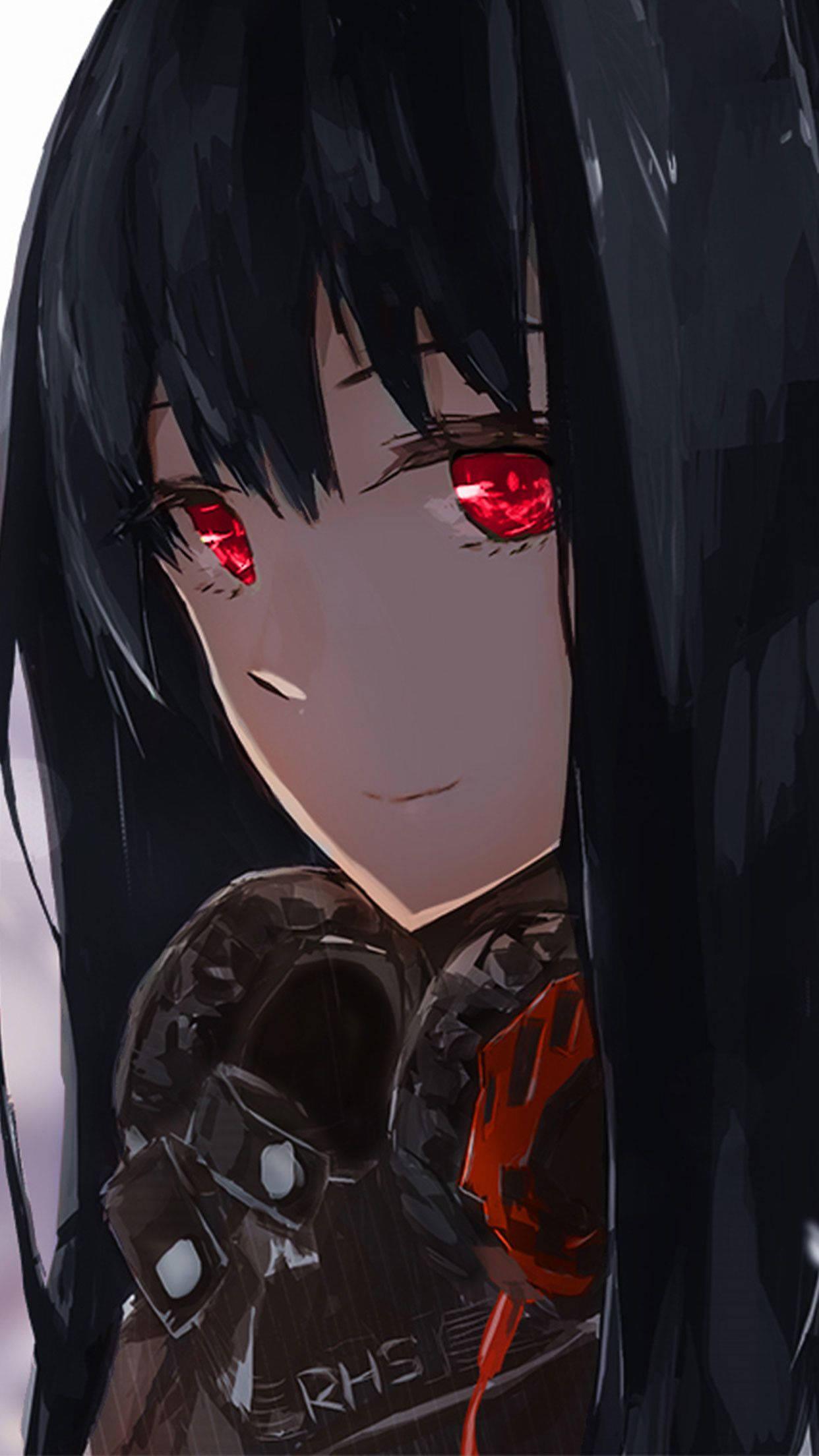Smirking Cute Anime Girl iPhone — 1242x2208 wallpaper